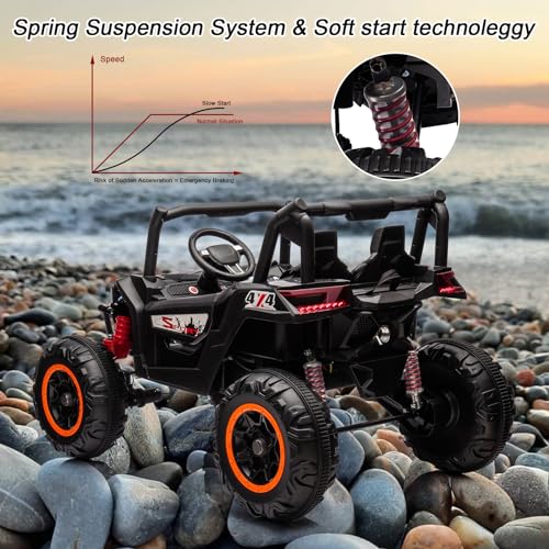 GARVEE 24V 2-Seater Kids Electric Ride-On Car - 4WD Off-Road UTV Toy with Remote Control, LED Lights, Bluetooth, 3 Speed Settings & Spring Suspension | Perfect for Outdoor Adventures, Backyard Play & Birthday Gifts for Boys & Girls Ages 3-8