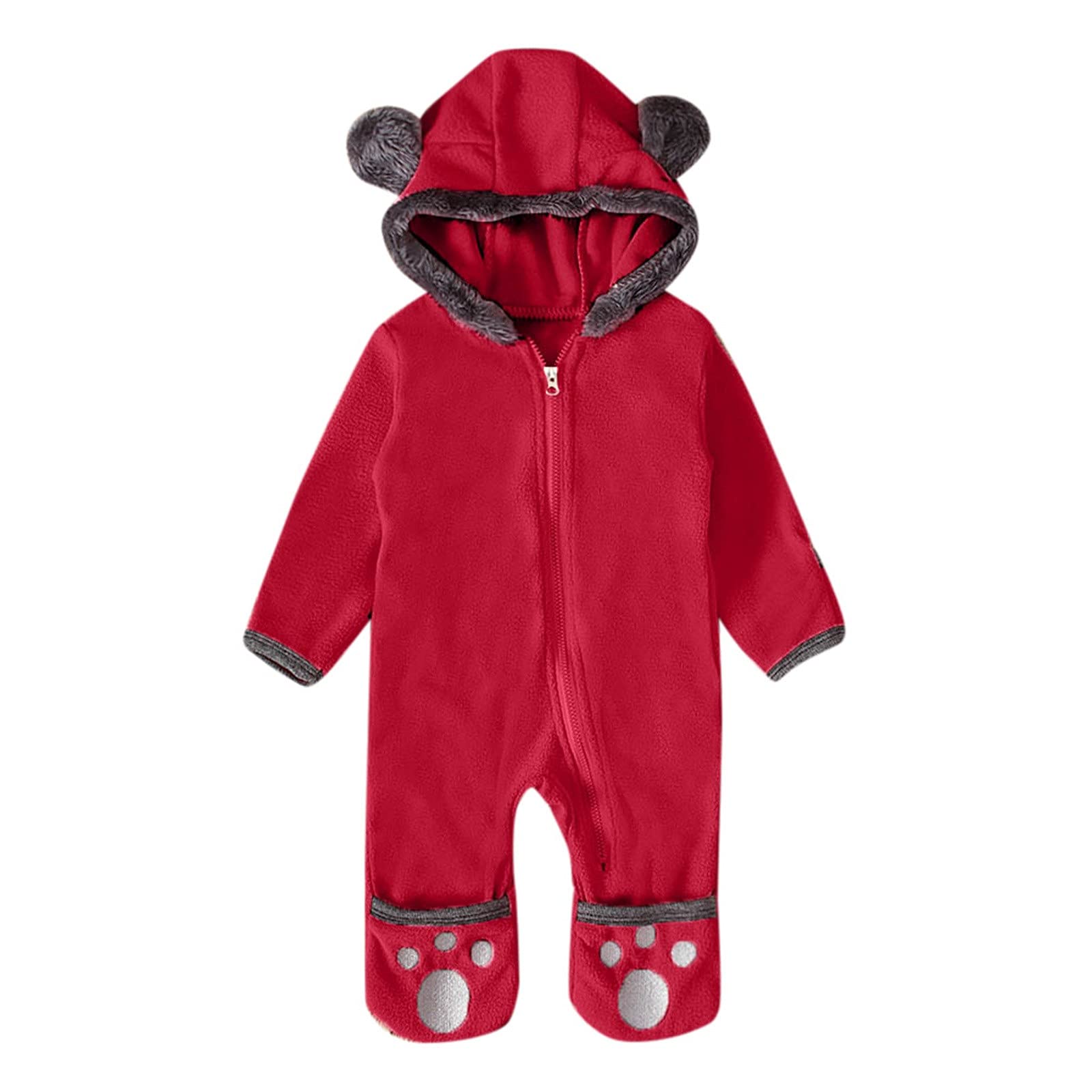 Adorable Infant Fleece Jumpsuit with Cartoon Ears - Warm Winter Romper for Baby Girls & Boys (0-24 Months) - Perfect for Playdates, Family Outings & Cozy Winter Adventures