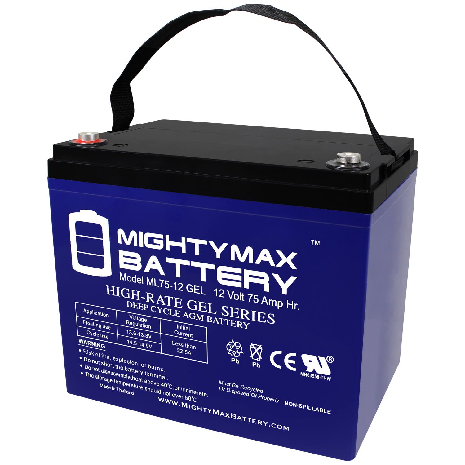Mighty Max 12V 75AH GEL Battery Replacement for Toro Pro Line 52 Lawn Mower - Deep Cycle Power for Lawn Tractors, Garden Equipment & Outdoor Power Tools (Perfect for Landscaping, Farming & Commercial Use)
