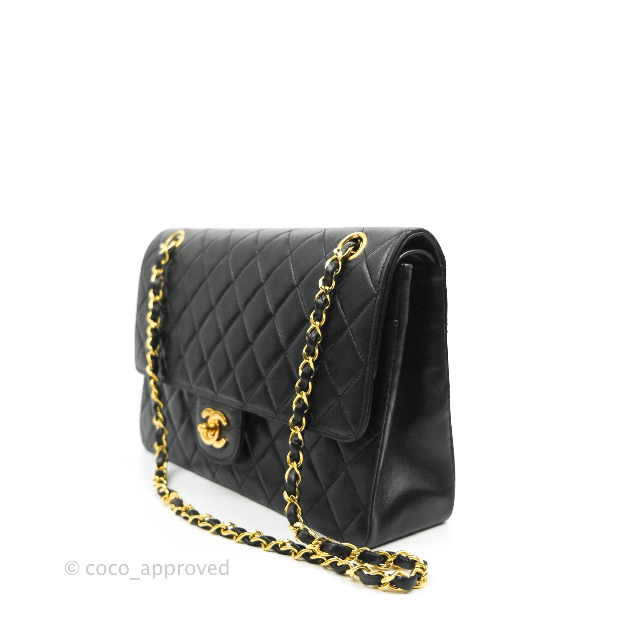 Vintage Chanel Classic Double Flap Bag in Black Lambskin Leather with 24K Gold Hardware - Luxury Handbag for Women, Perfect for Evening Events & Special Occasions