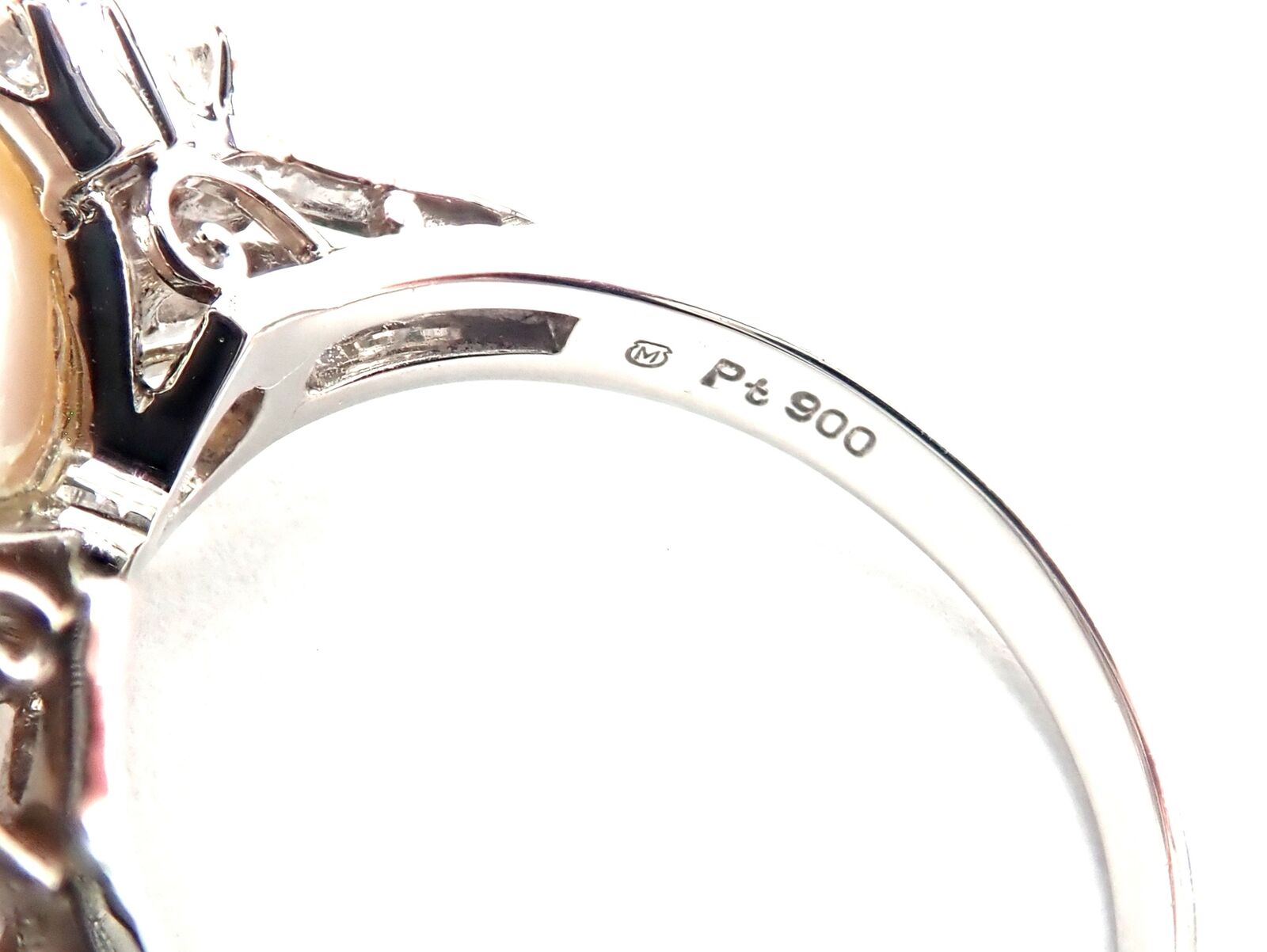 Authentic Mikimoto Platinum Diamond Large 12mm South Sea Pearl Ring - Luxury Jewelry for Women, Elegant Gift for Wedding, Anniversary & Special Occasions