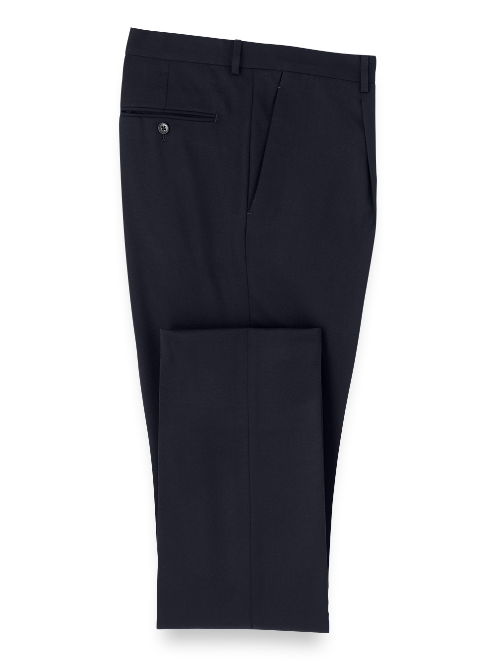 Premium Wool Single Pleated Dress Pants for Men - Classic Navy Blue - Perfect for Business, Office & Formal Occasions