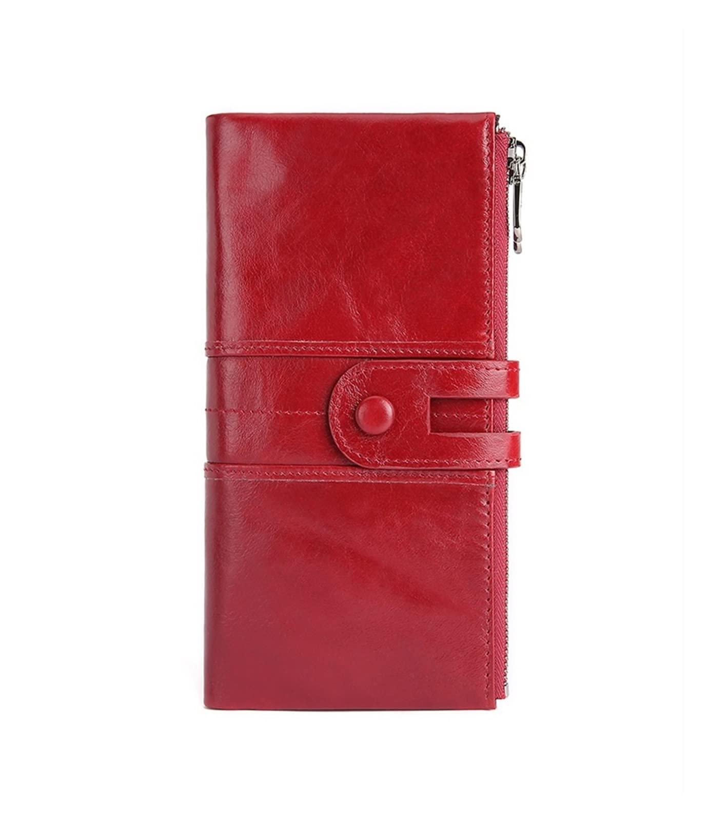 Funshake Women's Leather Long Wallet with Multi-Card Slots & Zipper Coin Pocket - Large Capacity RFID Blocking Purse for Girlfriend Gift, Office & Travel (Red) - Perfect for Everyday Use, Business Meetings and Shopping Trips