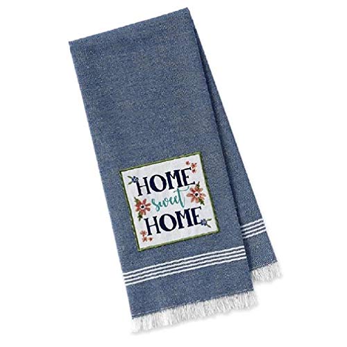 Design Imports Kitchen Towel Set - Home Sweet Home Embroidered Cotton Dish Towels for Drying Dishes, Cleaning & Decor - Perfect for Farmhouse, Rustic & Country Style Kitchens