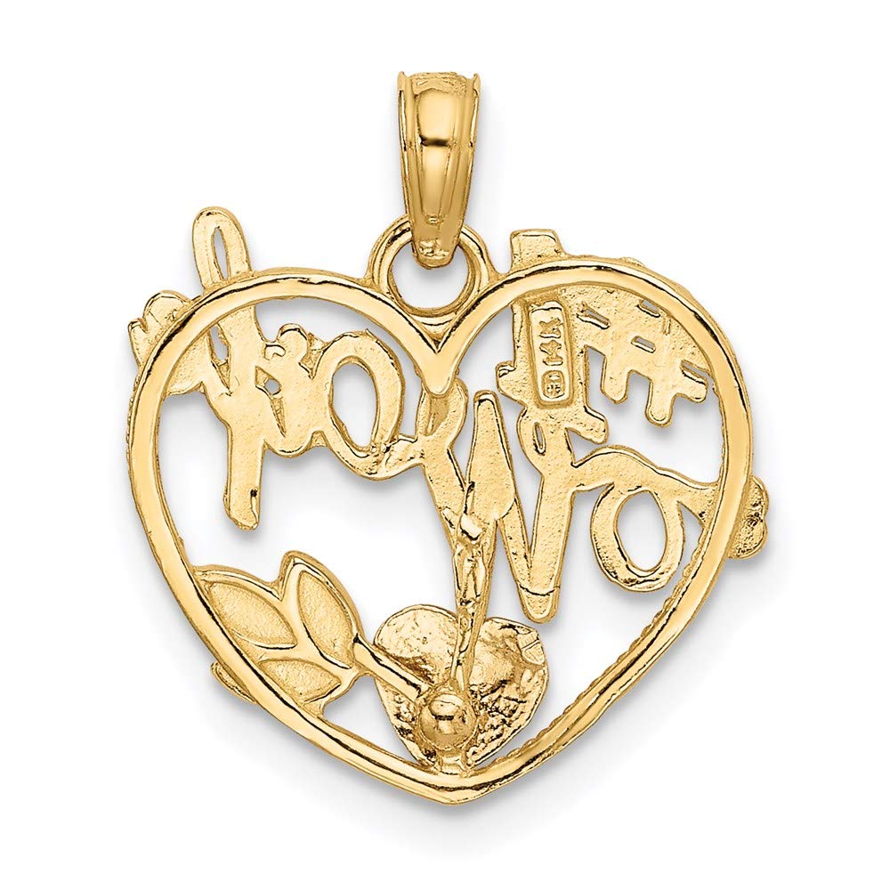 14k Two Tone Gold Black Bow Heart Pendant Necklace for Women - 16mm Romantic Gift for Wife, Anniversary, or Valentine's Day