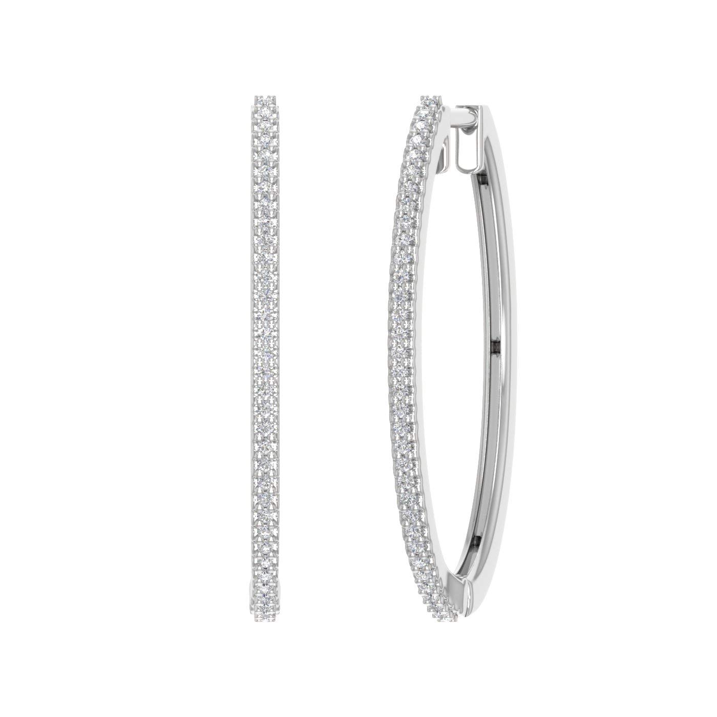 1/5 Carat Diamond Women's Hoop Earrings - 10K Gold or 950 Platinum - Elegant Everyday Jewelry for Work & Special Occasions