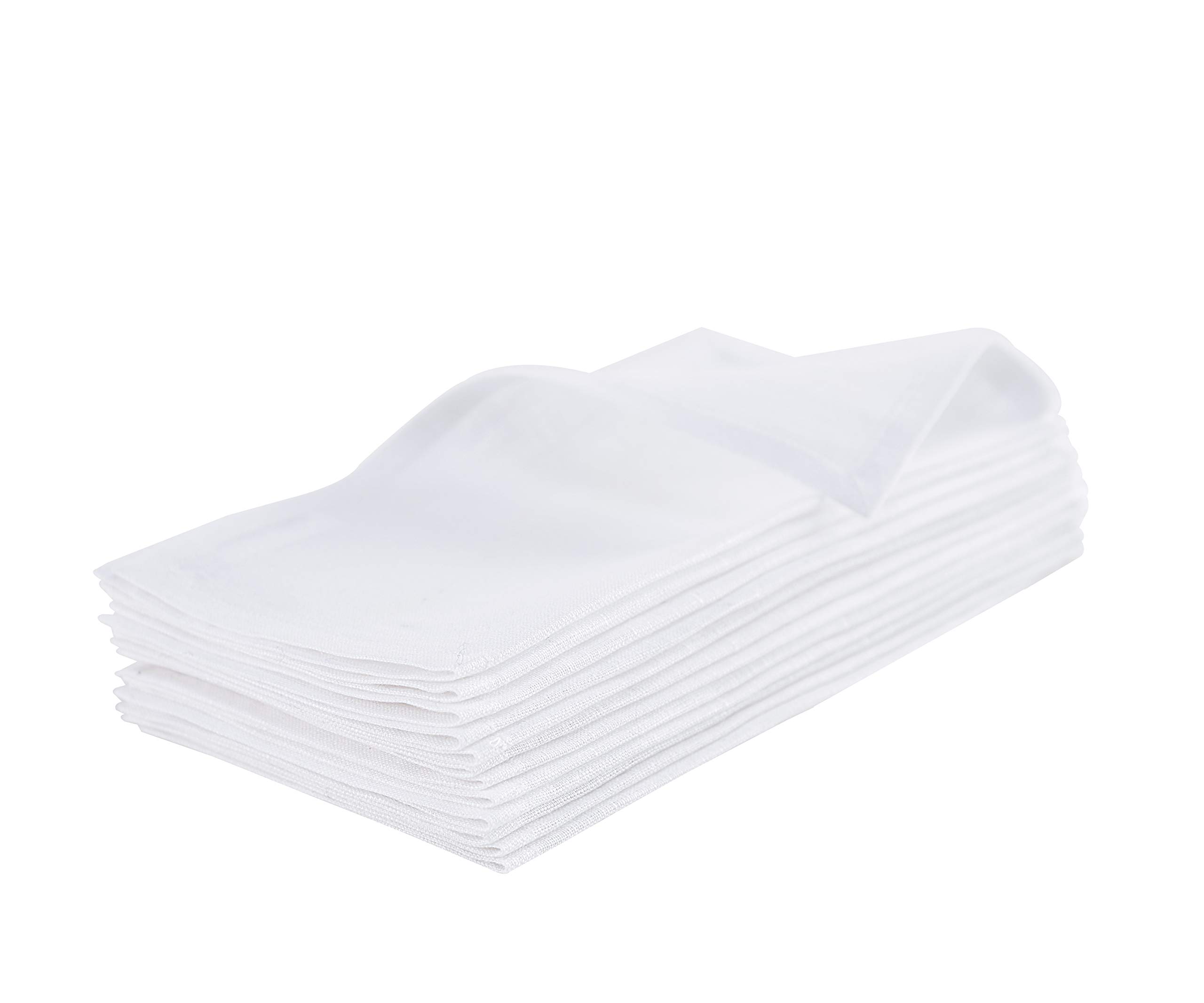 Solino Home 9 Inch White Linen Cocktail Napkins Set of 12 - 100% Pure Linen - Elegant Party Napkins for Weddings, Cocktail Parties & Dinner Table Decor