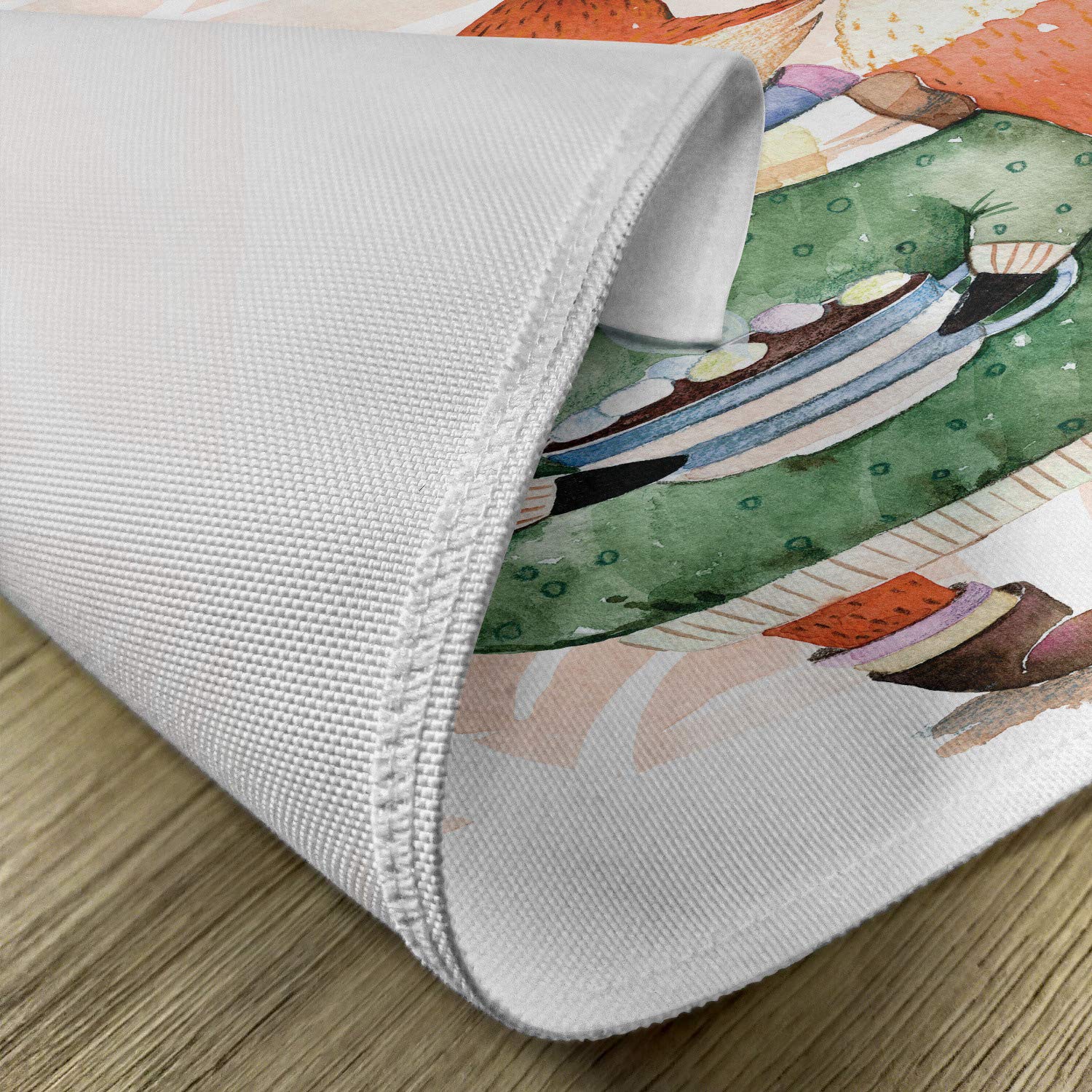 Ambesonne 4-Pack Animal Placemats - Fox & Bird Tea Time Friends Design, Washable Fabric Dining Table Mats, Standard Size (Orange & Green) - Perfect for Kitchen, Breakfast Nook, and Dinner Parties