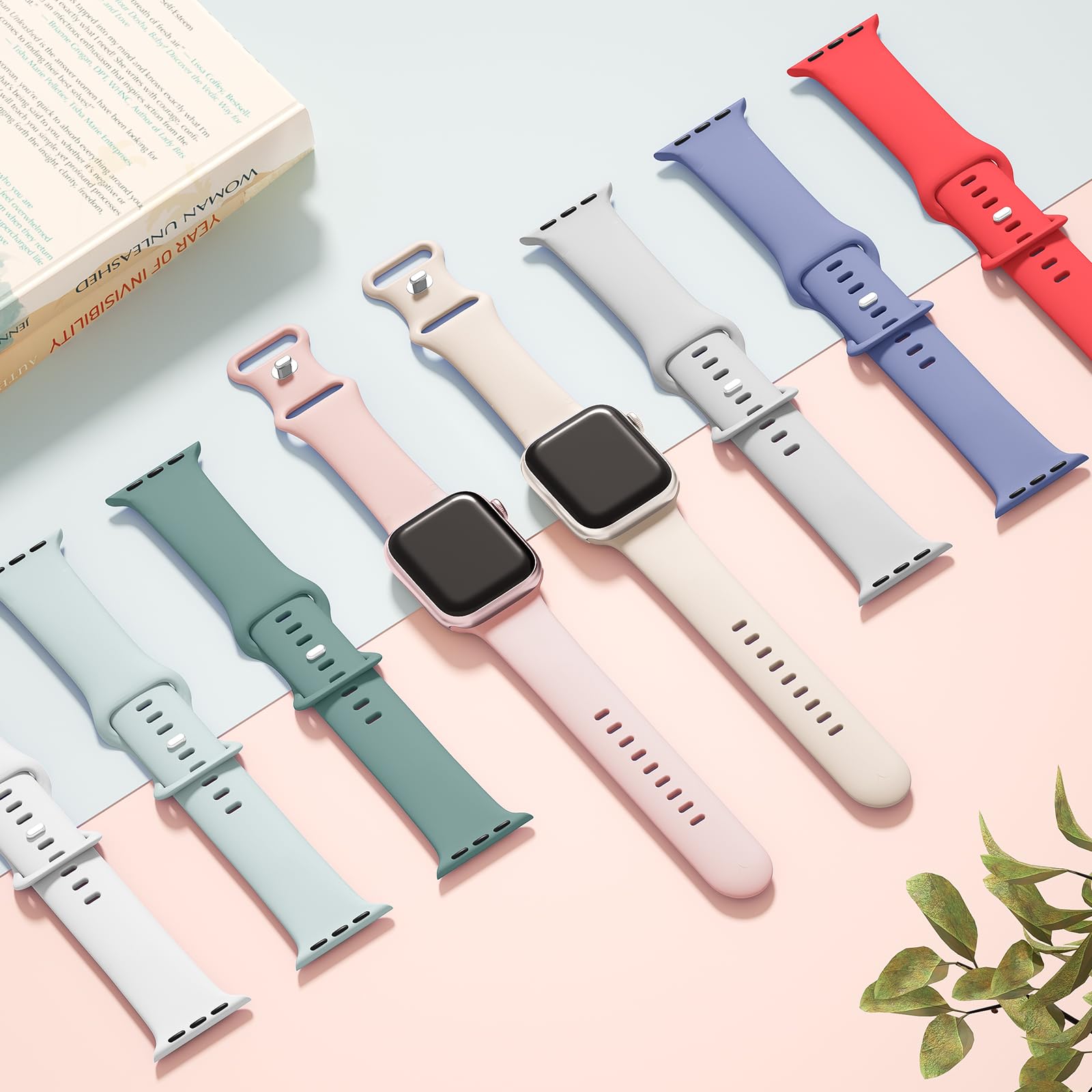 Yoohoo Sport Straps Compatible with Apple Watch 38mm 40mm 41mm 42mm 44mm 45mm - Soft Silicone Replacement Band for Series 10/9/8/7/6/5/4/3/2/1/SE - Unisex Design for Men & Women - Perfect for Running, Gym & Outdoor Activities