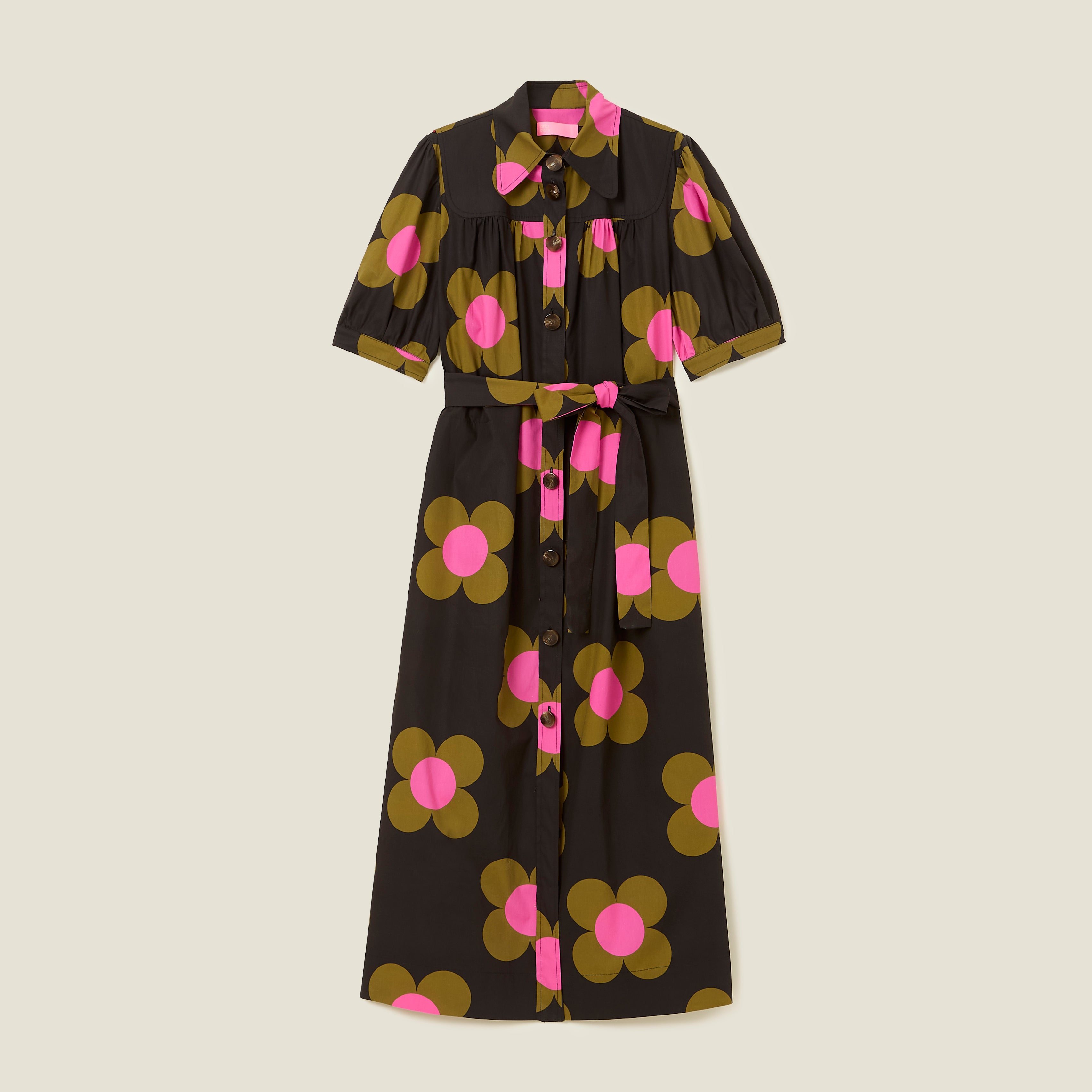 Anna Shirt Dress with Giant Floral Print - Elegant & Comfortable Women's Casual Wear for Office, Brunch & Spring Outings