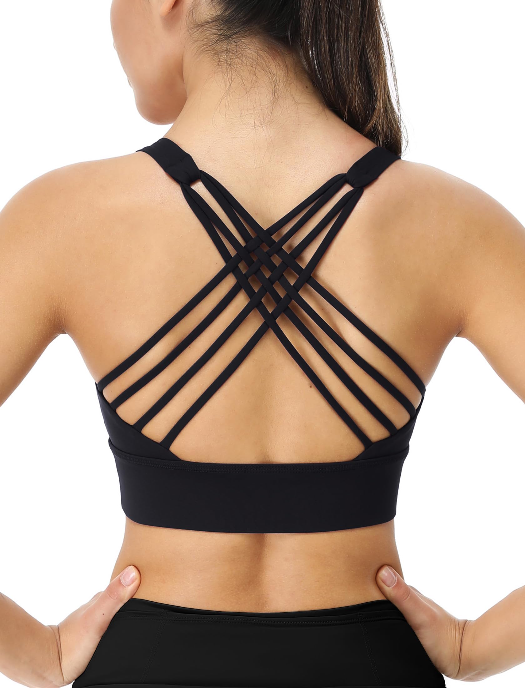 Icyzone Women's Sports Bras - Padded Workout Yoga Top with Strappy Design for Running, Gym & Active Lifestyle