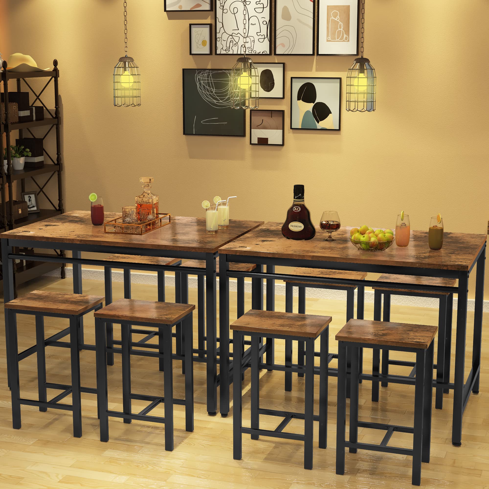 Recaceik 5-Piece Counter Height Dining Table Set for 4 - Modern Kitchen Bar Table with 4 Stools, Space-Saving Breakfast Nook Set for Apartments, Small Homes & Compact Spaces - Perfect for Morning Coffee, Casual Dining & Entertaining Guests