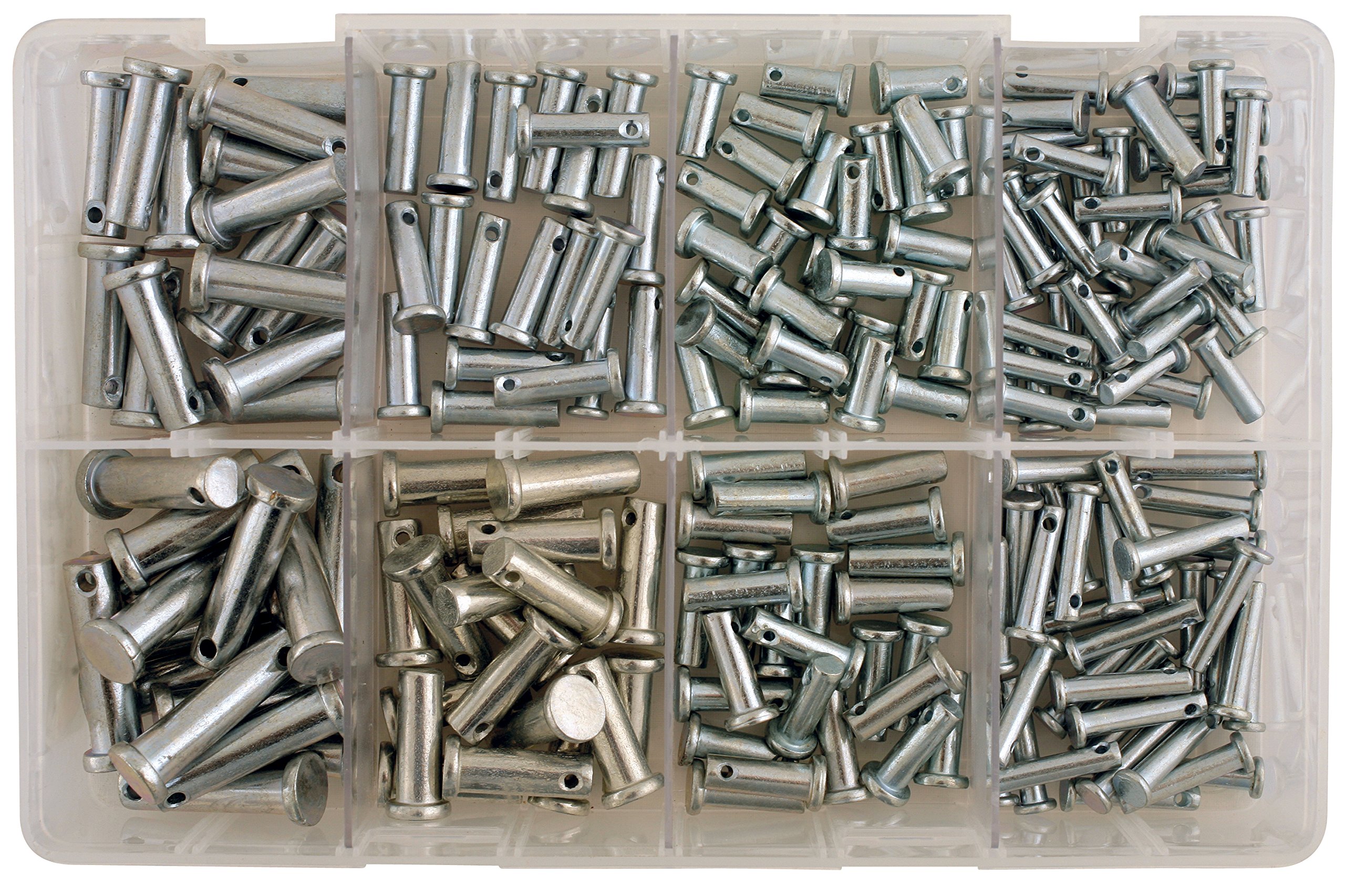 35013 Assorted Clevis Pins Box - 175pc Industrial Fasteners for Machinery, Automotive & DIY Projects - Heavy Duty Steel Cotter Pins for Secure Connections