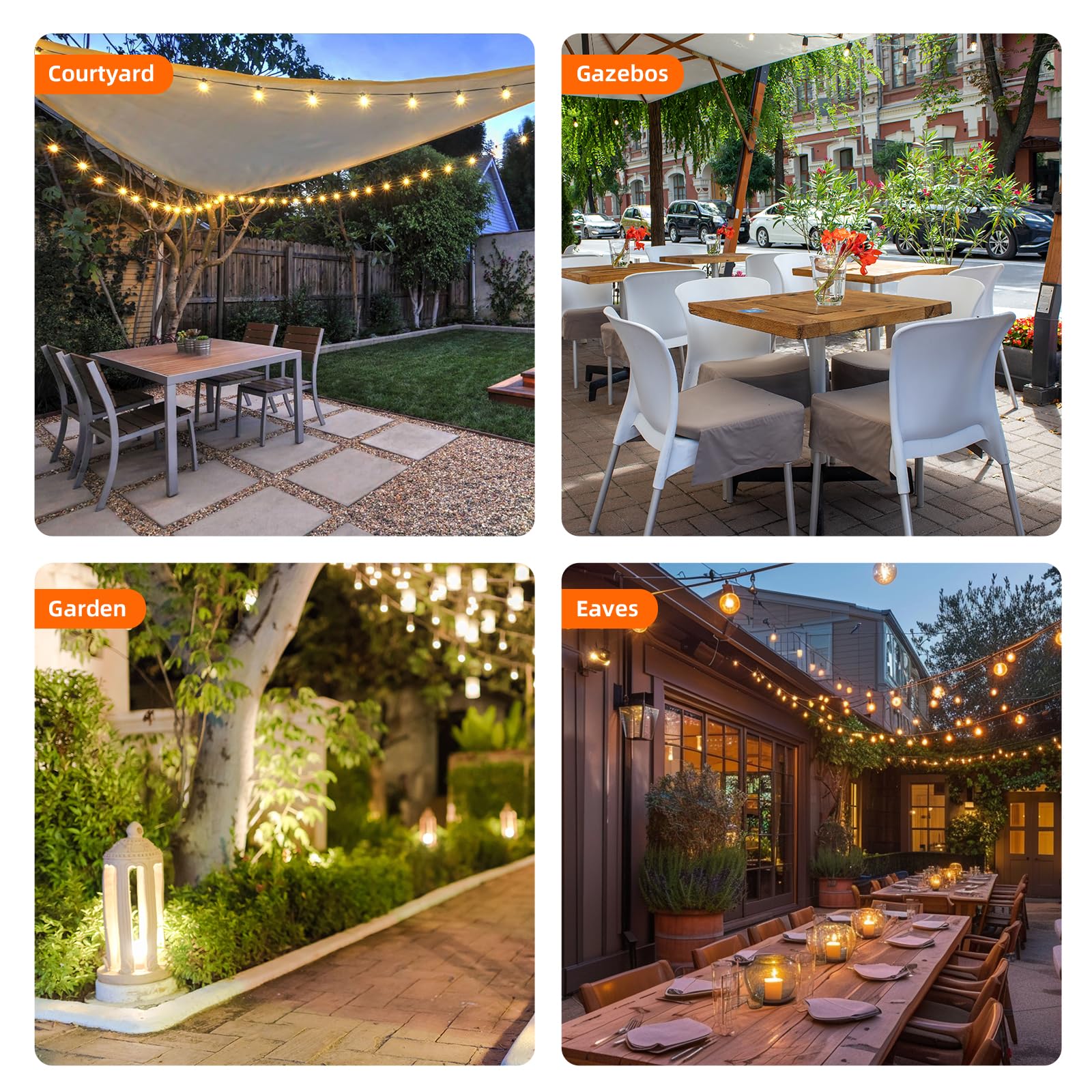 150FT LED Outdoor String Lights Waterproof - 72+3 Shatterproof Edison Bulbs, Connectable Hanging Lights for Patio, Balcony, Backyard, Porch - Perfect for Wedding, Party, Garden & Bistro Decor