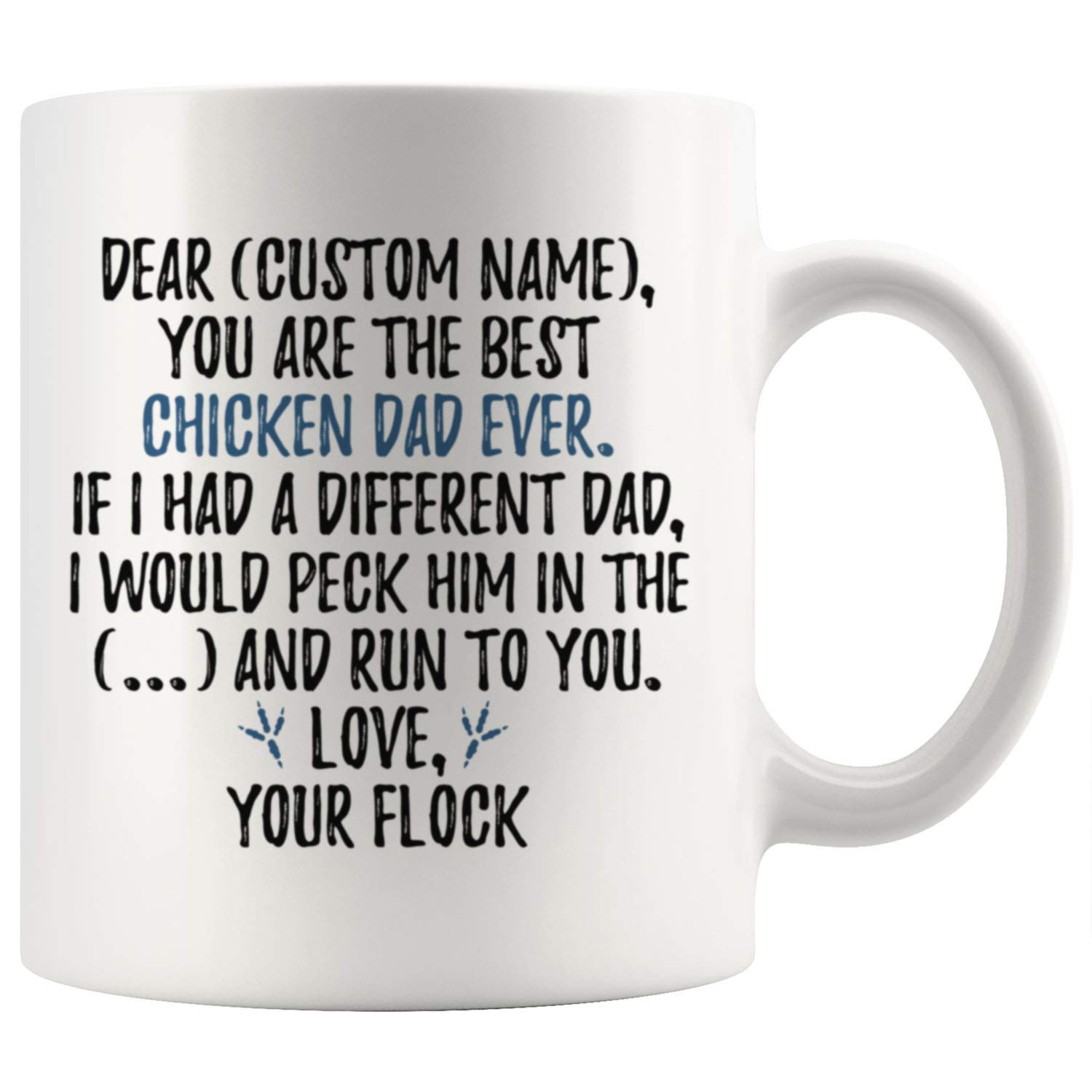 Personalized Chicken Dad Mug - 11 oz Funny Chicken Owner Gift for Men, Fathers, Chicken Lovers - Perfect for Father's Day, Birthday, Christmas & Farmhouse Decor