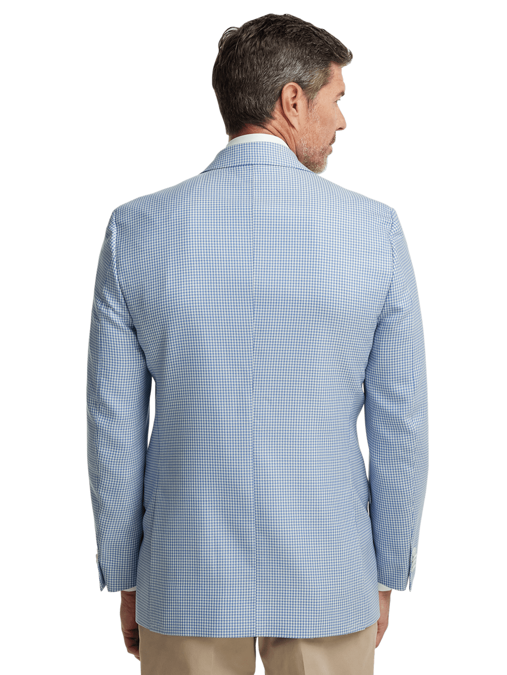Premium Wool Houndstooth Single-Breasted Peak Lapel Blazer - Ocean Blue | Men's Formal Business Suit Jacket for Office, Weddings & Special Occasions