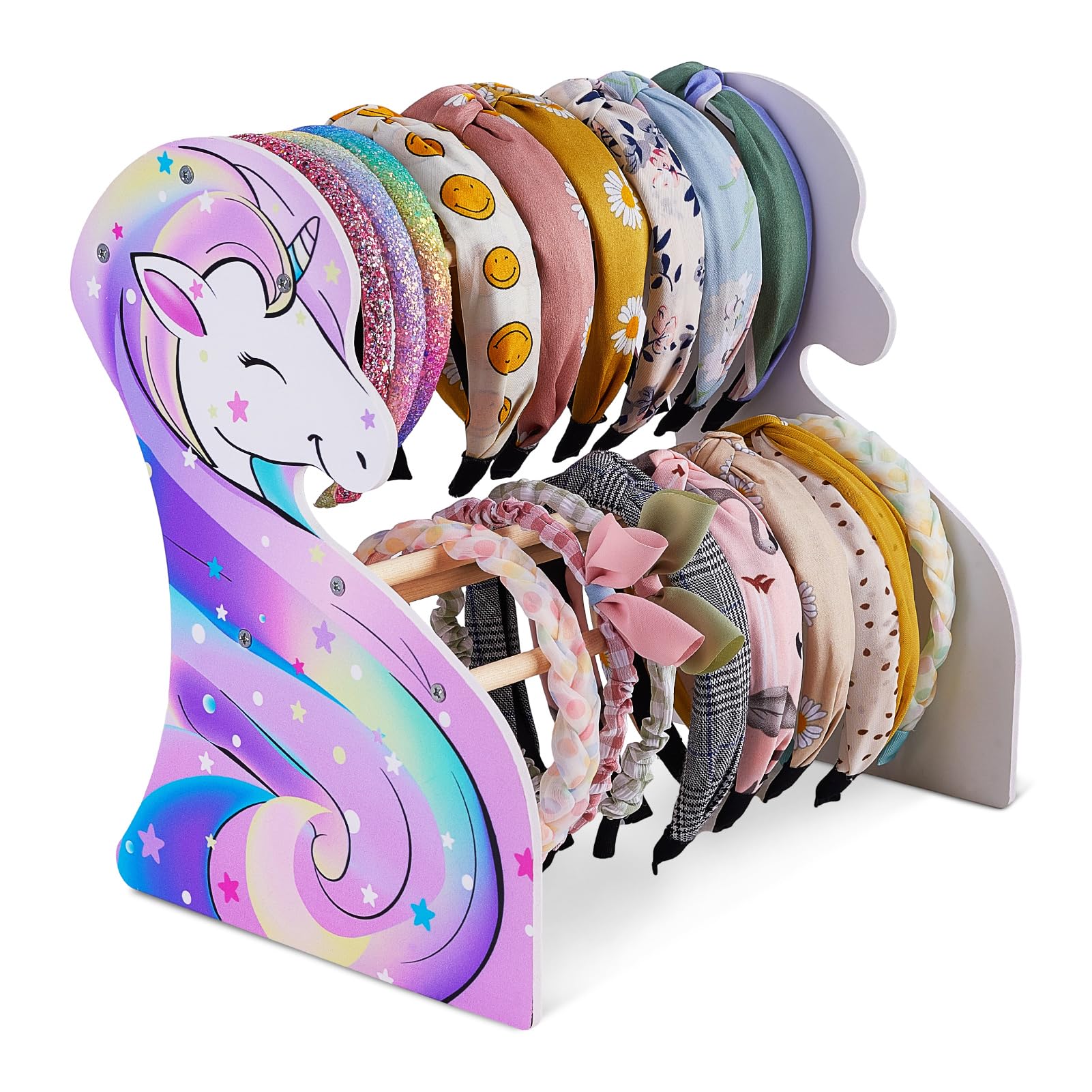 Unicorn Castle Headband Holder - Adjustable Double Layer Hairband Organizer for Girls - Jewelry Bracelet Display Rack - Perfect for Bedroom, Bathroom & Kids Room Decor
