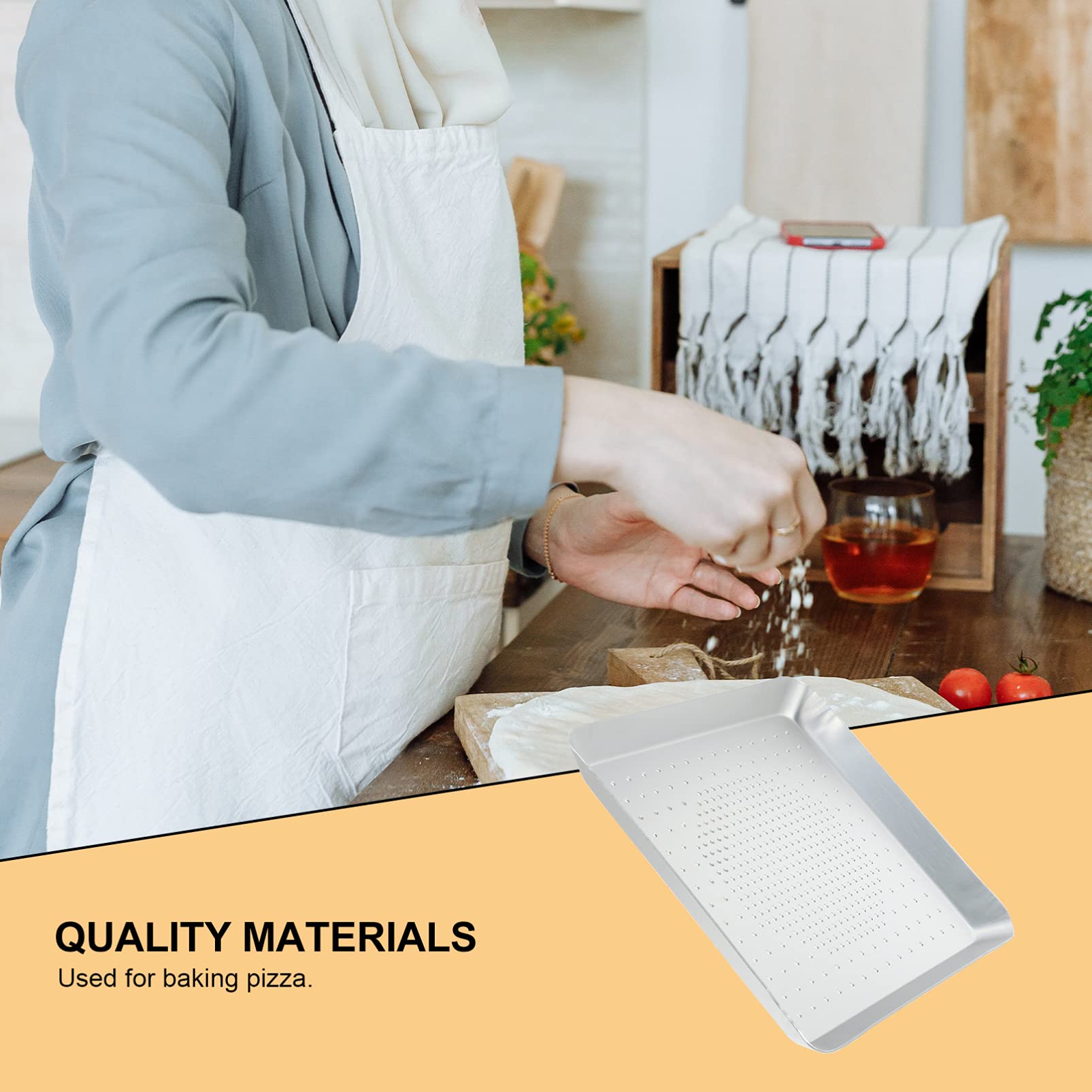 DOITOOL 12 Inch Non-Stick Square Pizza Pan - Perforated Baking Tray for Crispy Crust, Perfect for Homemade Pizza, Restaurant & Kitchen Use - Oven Safe & Easy Clean Bakeware (Ideal for Pizza Parties, Family Dinners & Commercial Kitchens)