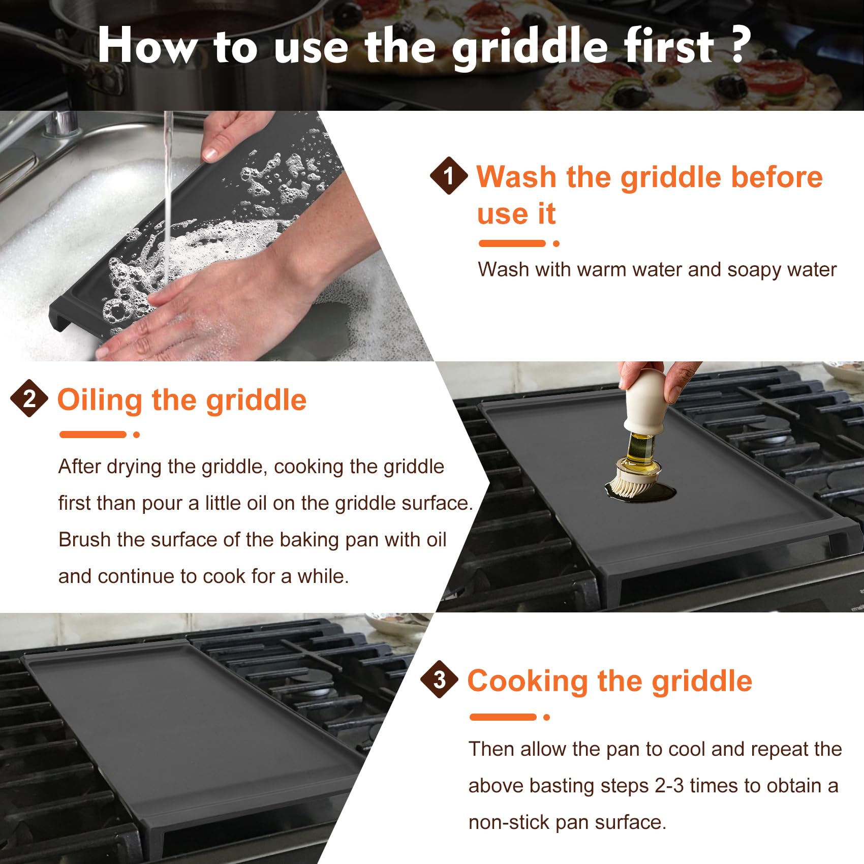 UPGRADED WB31X24738 Griddle Replacement for GE Gas Range - WB31X24998 Cast Iron Griddle Plate, 9×19.5 Inch Nonstick Cooking Surface (Food Grade) - Perfect for Pancakes, Burgers & Breakfast Cooking