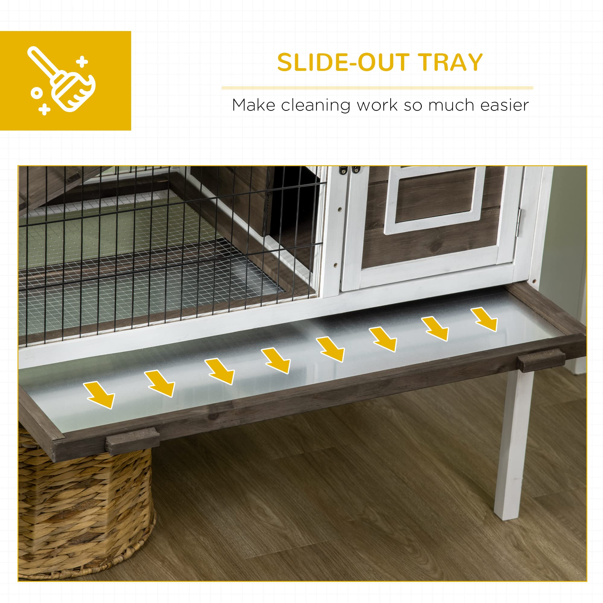 Premium Wooden Rabbit Hutch with Run & Fencing - 35.5