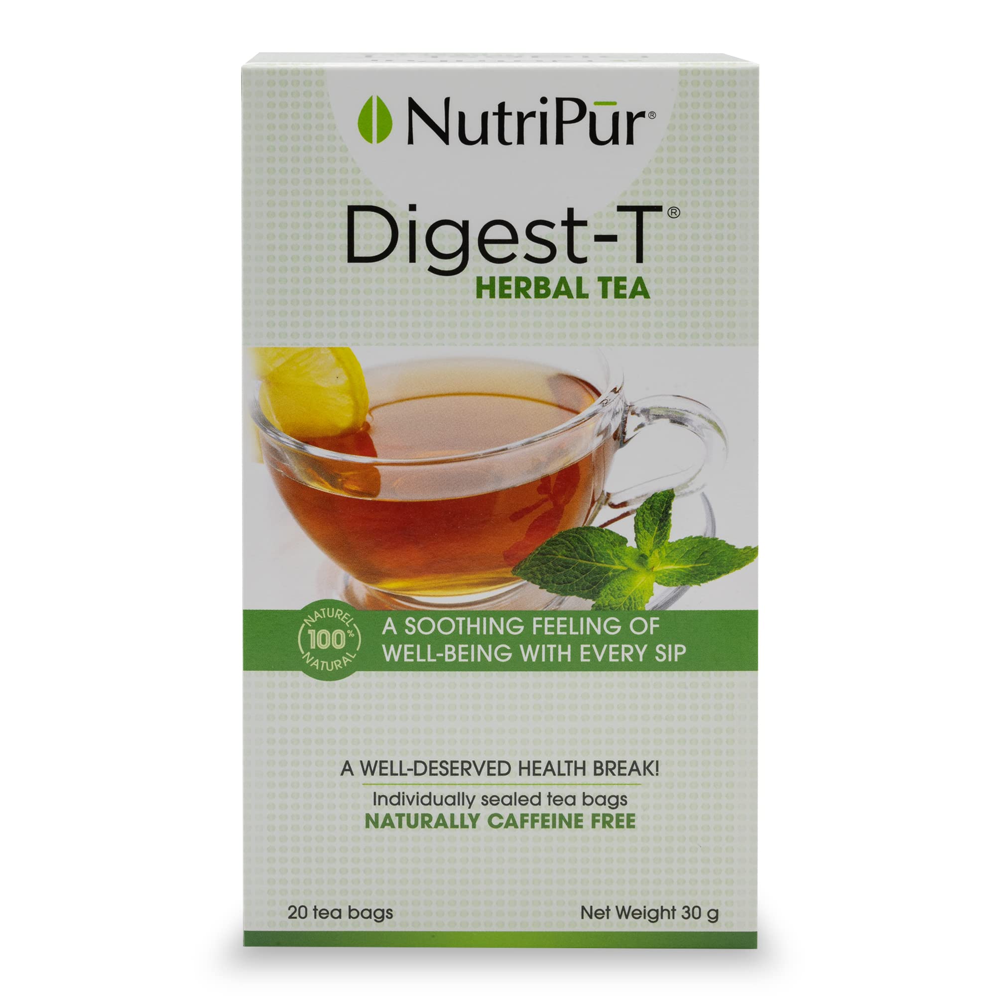 Nutripur Digest-T Herbal Tea for Digestion & Bloating Relief - 20 Tea Bags - Natural Stomach Comfort After Meals & Gut Health Support