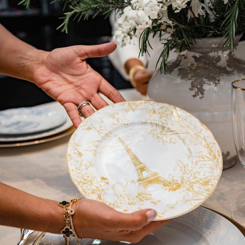 Bernardaud Tout Paris Round Tart Platter - White & Blue Porcelain Serving Dish for Desserts, Appetizers & Entertaining | Elegant Dinnerware for Parties & Home Decor