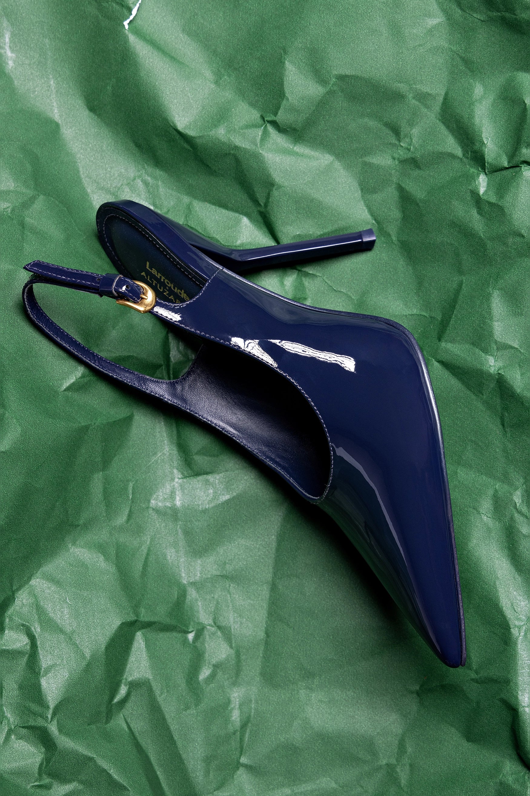 Larroudé x Altuzarra Navy Patent Leather Pumps - Elegant High Heels for Women | Perfect for Office, Parties & Special Occasions