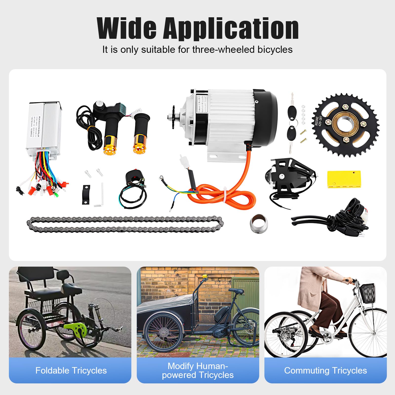 750W 48V Brushless Electric Motor Kit - Geared Conversion Kit for Go Kart, ATV & E-Bike | DIY Electric Vehicle Upgrade for Commuting & Off-Road Adventures
