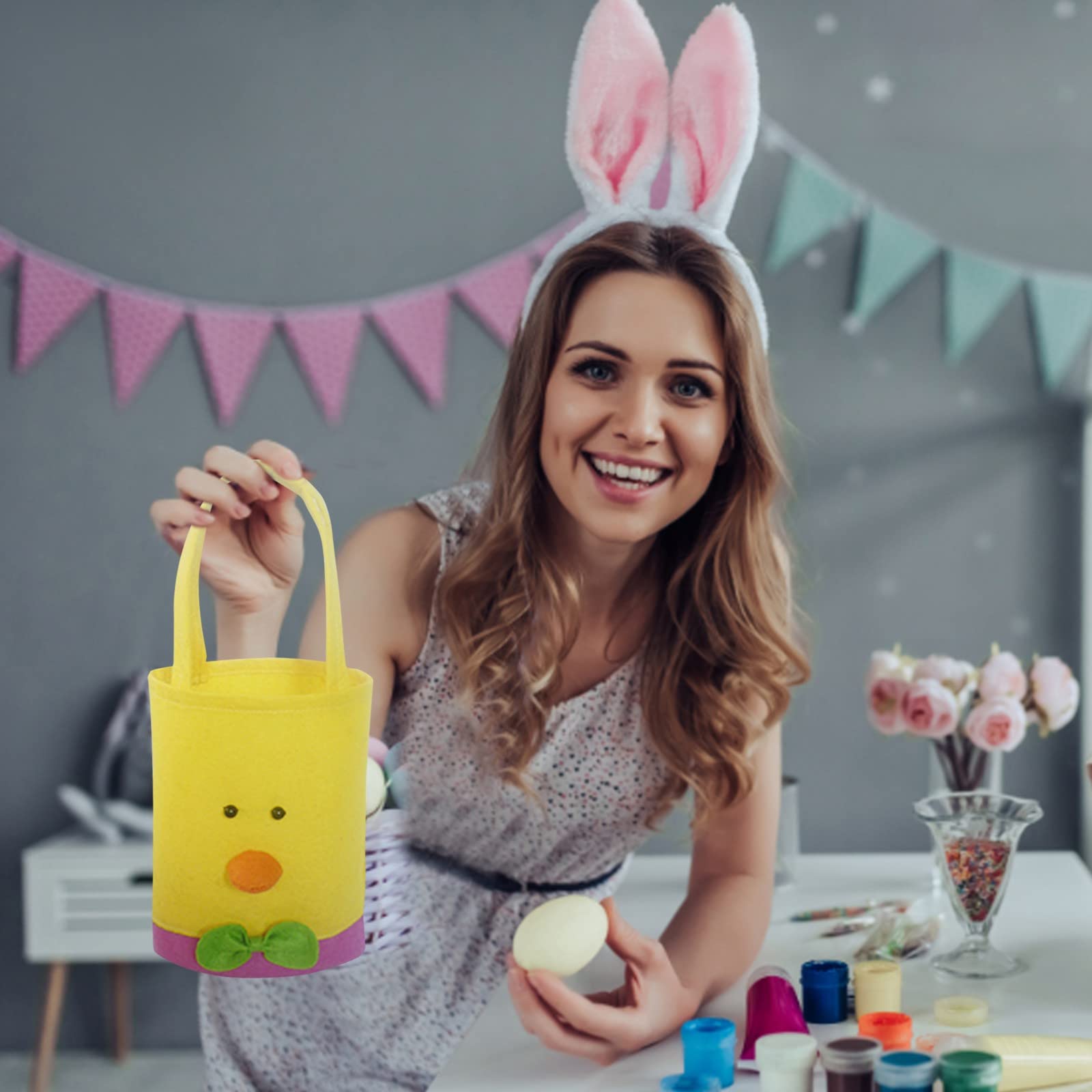 **DonToGoo Baby Easter Basket - Cute Easter Bunny & Chick Cloth Storage Basket for Kids - Candy Eggs Holder, Easter Party Favors & Decorations - Perfect for Easter Egg Hunts, Themed Parties & Holiday Gifts**