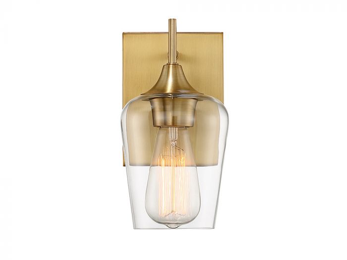 Octave Model #4030 One Light Wall Sconce - English Bronze, Warm Brass, Polished Chrome or Black Finish - Perfect for Bedroom, Hallway & Living Room Lighting