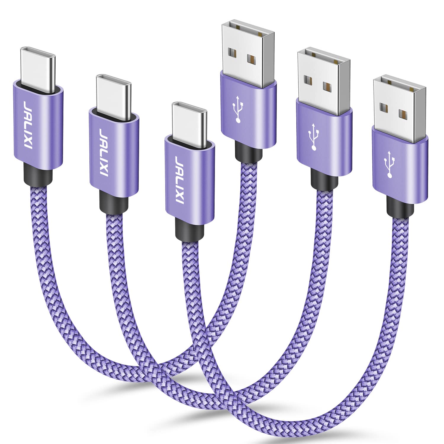 JALIXI 1ft USB C to USB A Fast Charging Cable - Compatible with iPhone 15 Pro Max, Samsung Galaxy S24/S23/S21/S20 Ultra/S10, A55/A35/A25/A15, Google Pixel, Motorola, Power Banks - Short Purple Charger for Home, Office & Travel