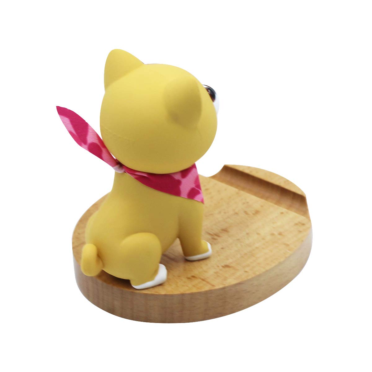 Wooden Dog Phone Stand - Cute Animal Cell Phone Holder for Desk, Smartphone & Mobile Phone Stand - Perfect for Home, Office, or Gift