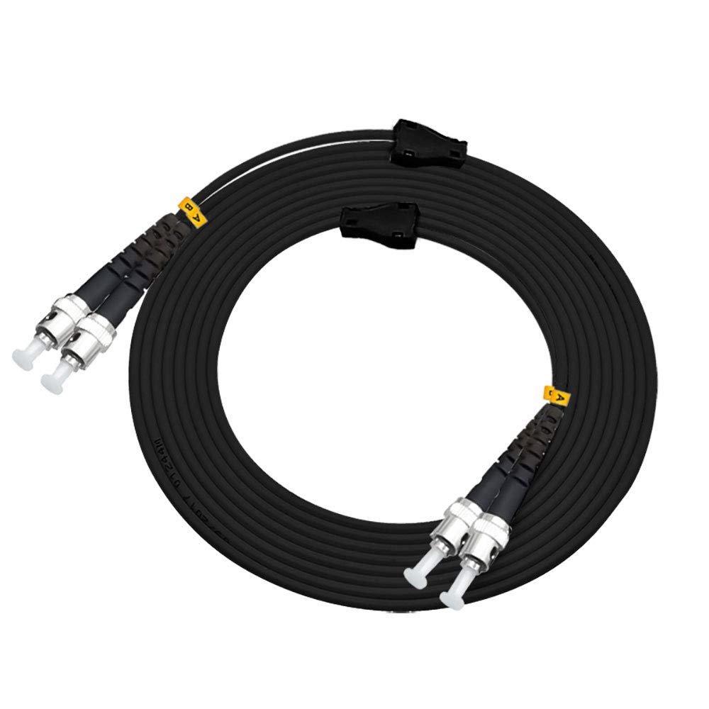 150M ST to ST 10G OM3 Outdoor Armored Duplex 50/125 Multimode Fiber Optic Patch Cable - High-Speed 10Gbps Networking, Waterproof & Durable for Outdoor/Industrial Use (492ft, ST-ST Connectors) - Perfect for Data Centers, CCTV Systems, and Long-Distance Network Connections