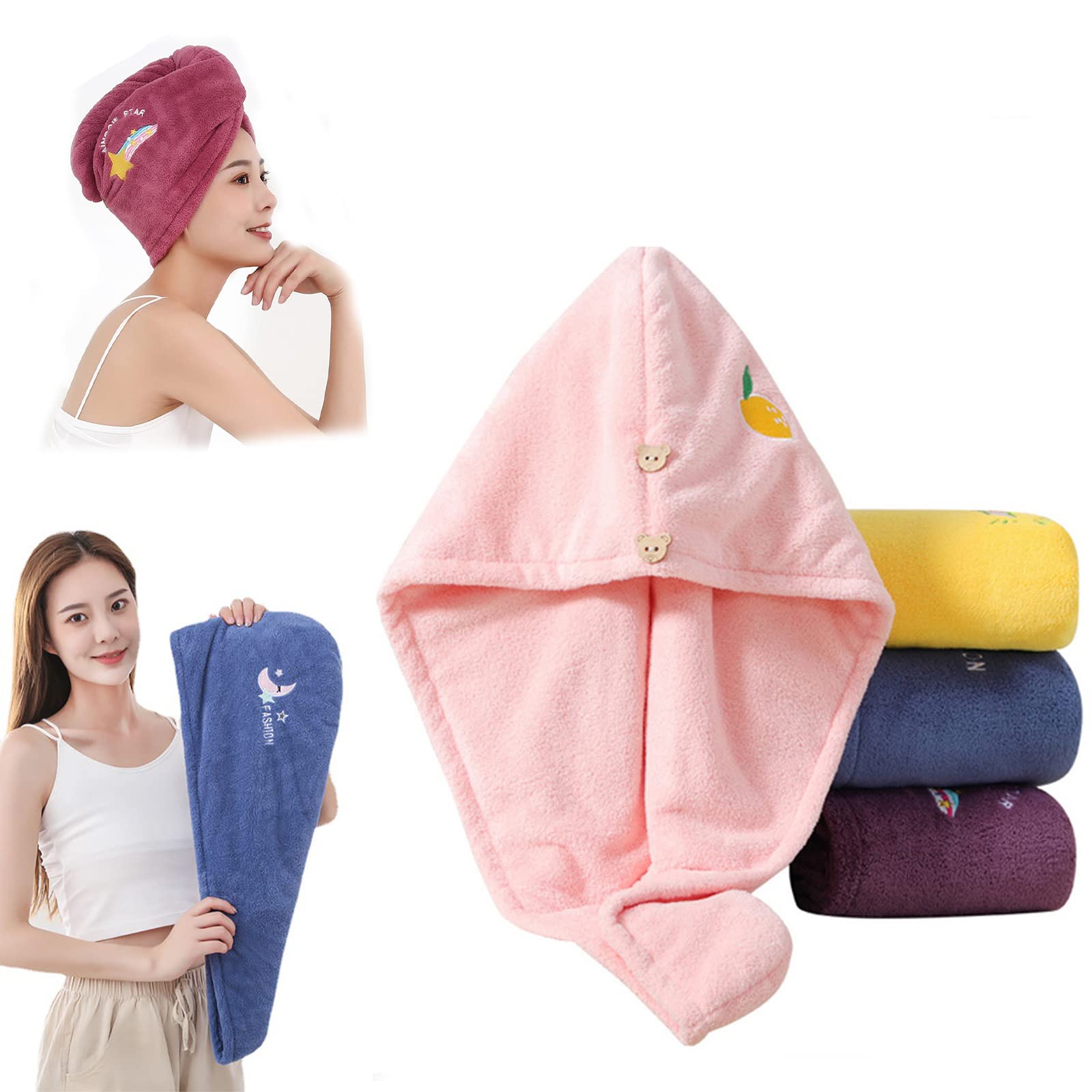 4PCS Ultra Absorbent Microfiber Hair Towel Wrap - Fast Drying, Anti-Frizz for Curly & Long Hair - Perfect for Post-Shower, Salon, Gym & Travel Use