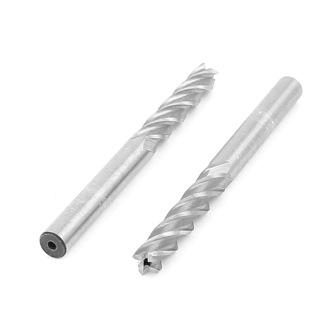 HSS CNC Router Bits 4 Flute 6mm Straight Shank End Mill Cutter - 2pcs Set for Precision Drilling, Edge Treatment & Grooving - Perfect for Woodworking, Metalworking & DIY Projects