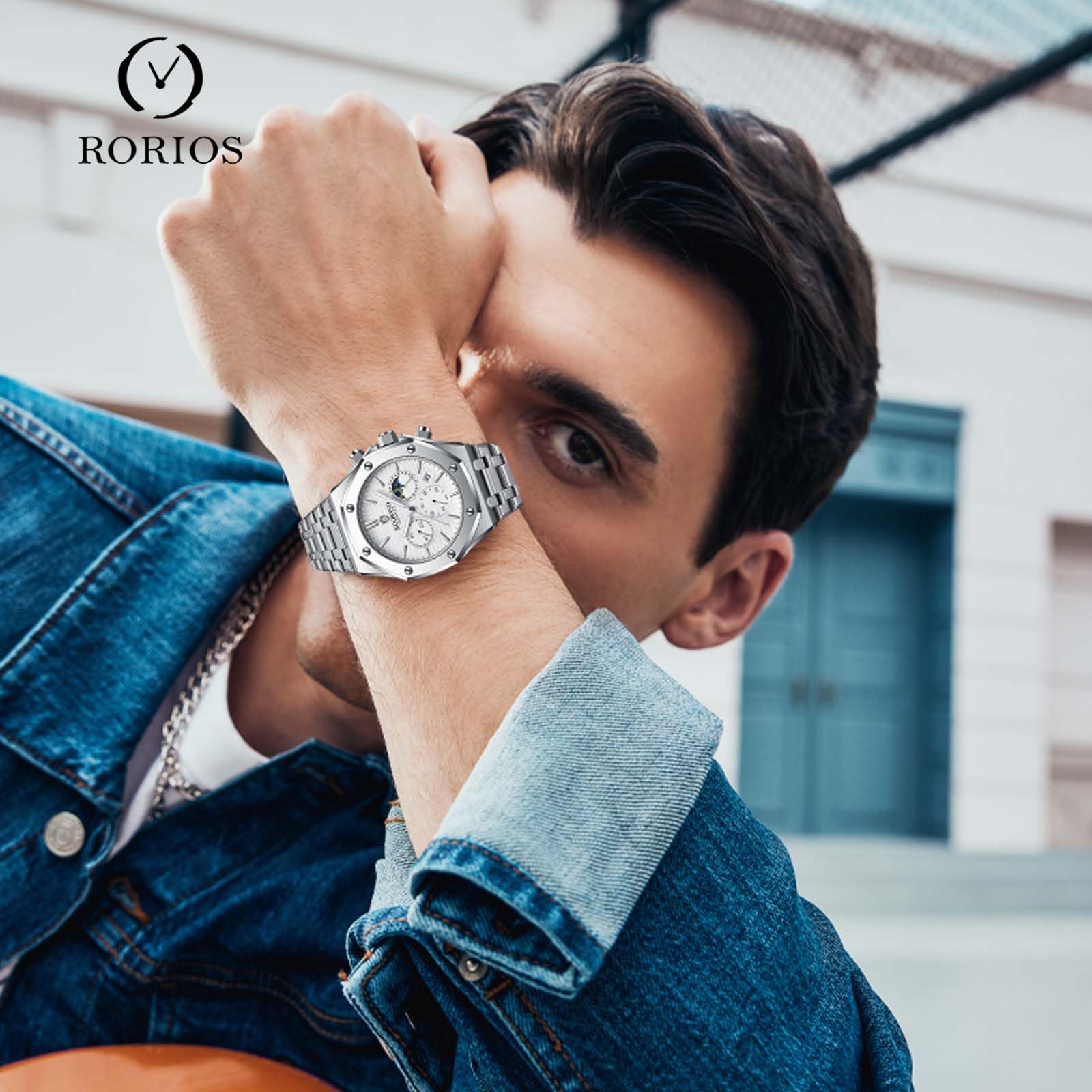 RORIOS Men's Business Analog Quartz Watch - Stylish Chronograph Wristwatch with Stainless Steel Band | Waterproof, Multifunctional Dress Watch for Professionals | Perfect for Office, Formal Events & Daily Wear