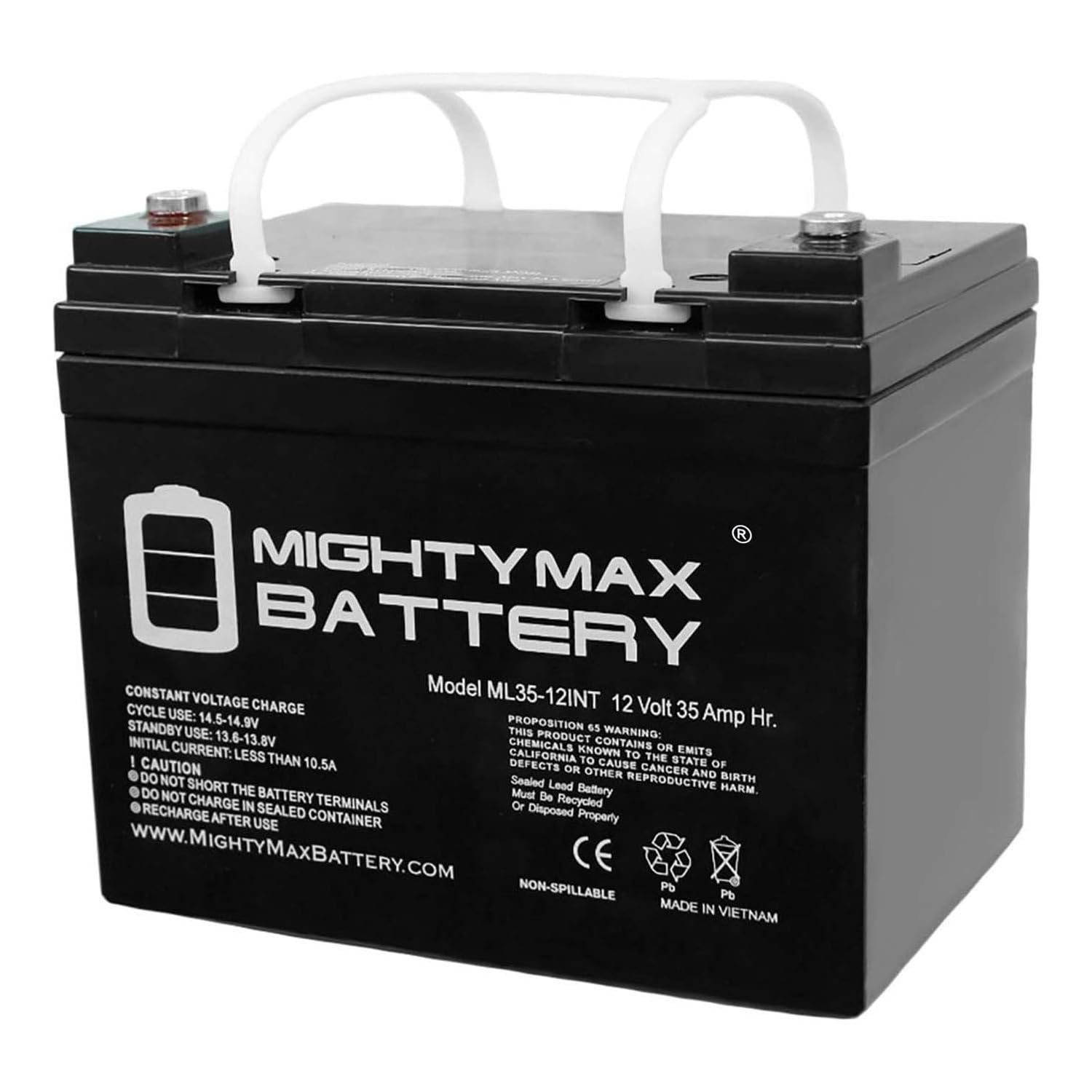 Mighty Max 12V 35AH Rechargeable AGM Battery - Replacement for CooPower CP12-35, Compatible with Scooters, Wheelchairs, Solar Systems & Power Backup - Long Lasting Deep Cycle Battery for Outdoor & Emergency Use