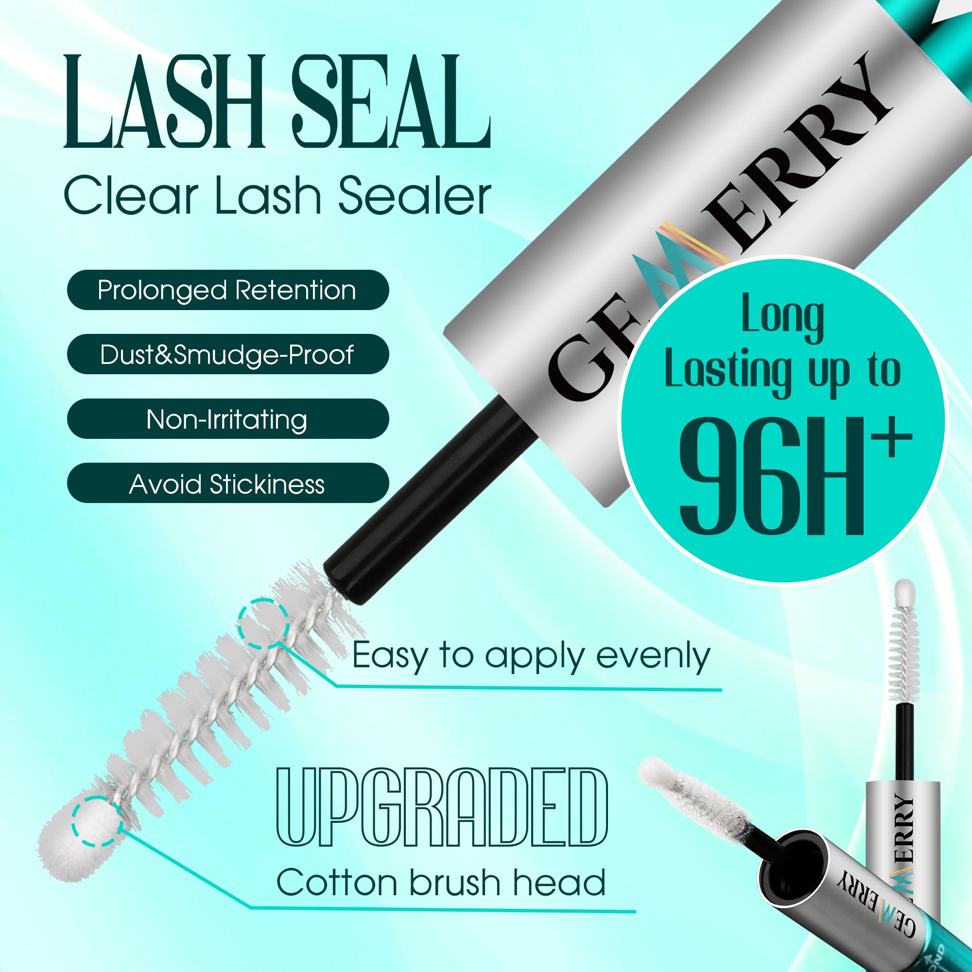 GEMERRY Waterproof Lash Bond & Seal Glue – 12ml Long-Lasting Eyelash Adhesive for Lash Clusters (72-96 Hour Hold) – Professional Strength DIY Eyelash Extension Glue for Home Use – Perfect for Parties, Weddings & Daily Wear