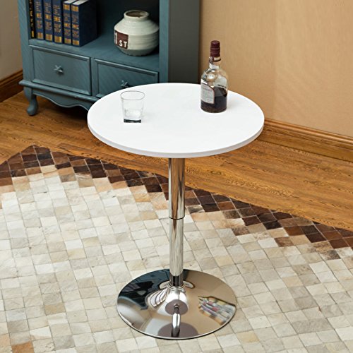 Adjustable Height Bar Table with 360° Swivel - ARTETHYS White Round Pub Desk for Kitchen, Dining Room & Outdoor Entertaining