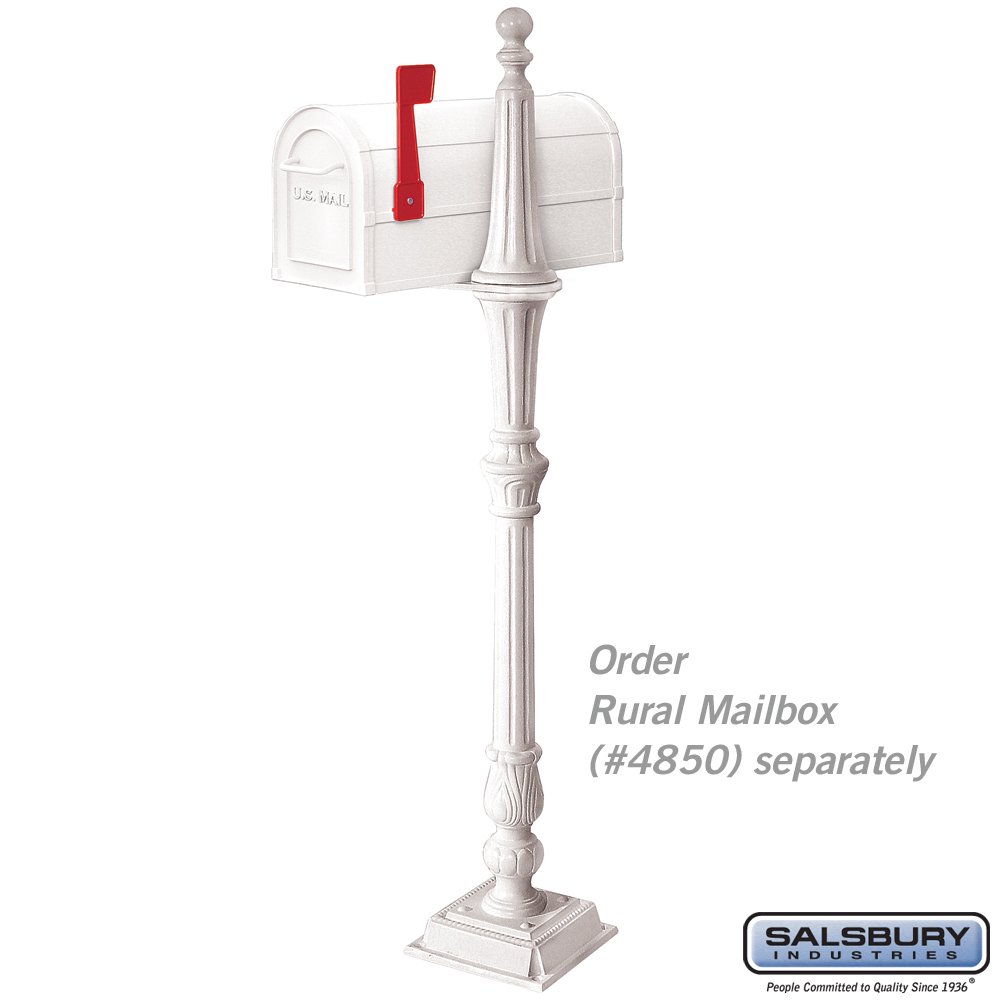 Salsbury Industries 4897WHT White Single-Sided Arm Kit Replacement for Classic Mailbox Post - Perfect for Mailbox Repair & Outdoor Home Improvement