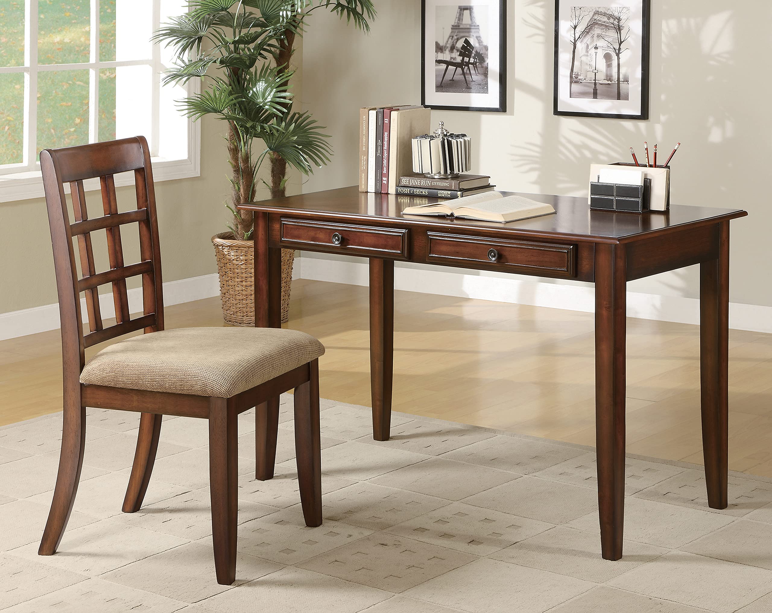 Coaster Furniture 2-Piece Desk Set with Drawers - Espresso Brown Wooden Home Office Desk & Hutch (800778) for Small Spaces, Dorm Rooms & Home Offices