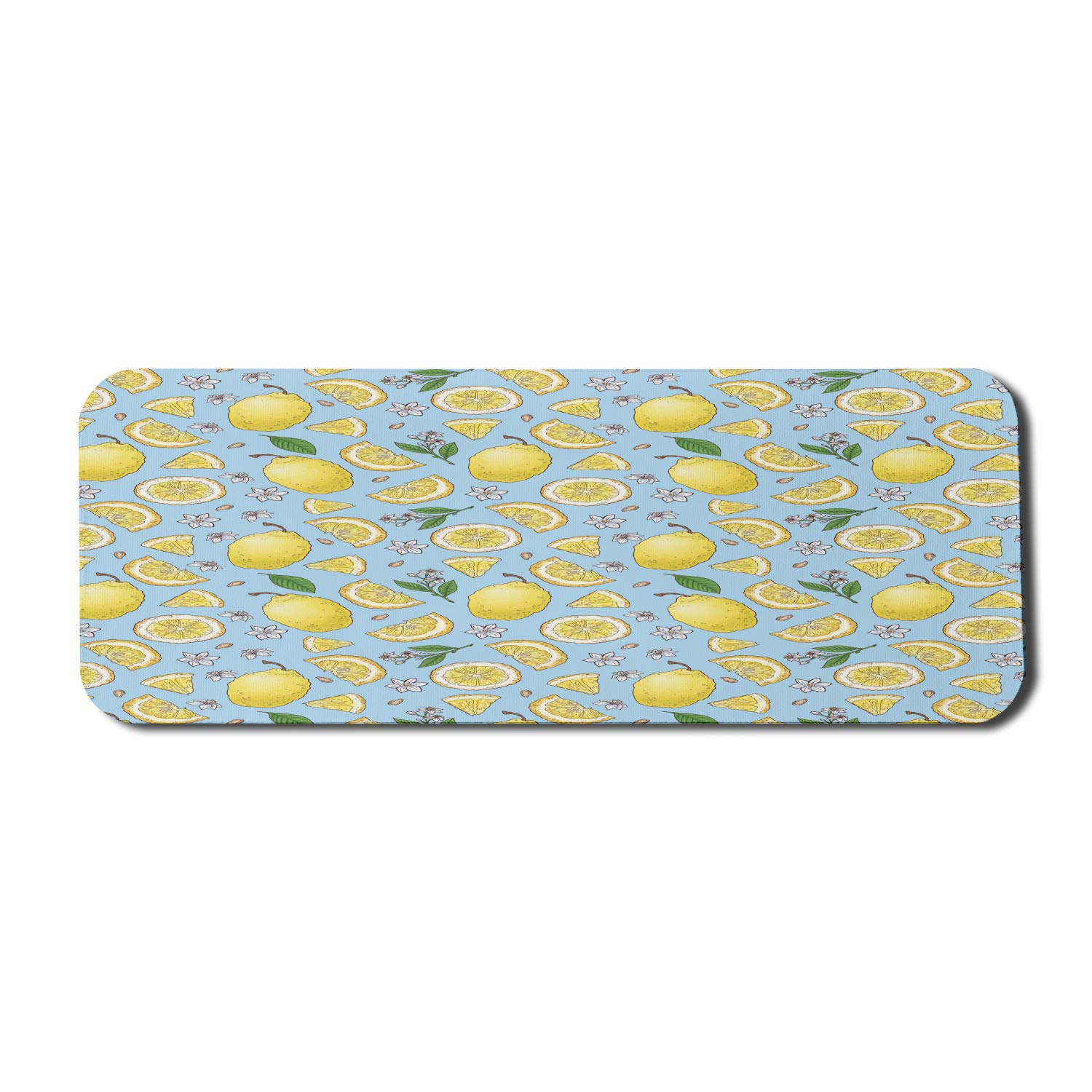 Ambesonne Lemons Computer Mouse Pad - Colorful Citrus Floral Leaves Blossoms Design, Non-Slip Rubber Base, Large 31