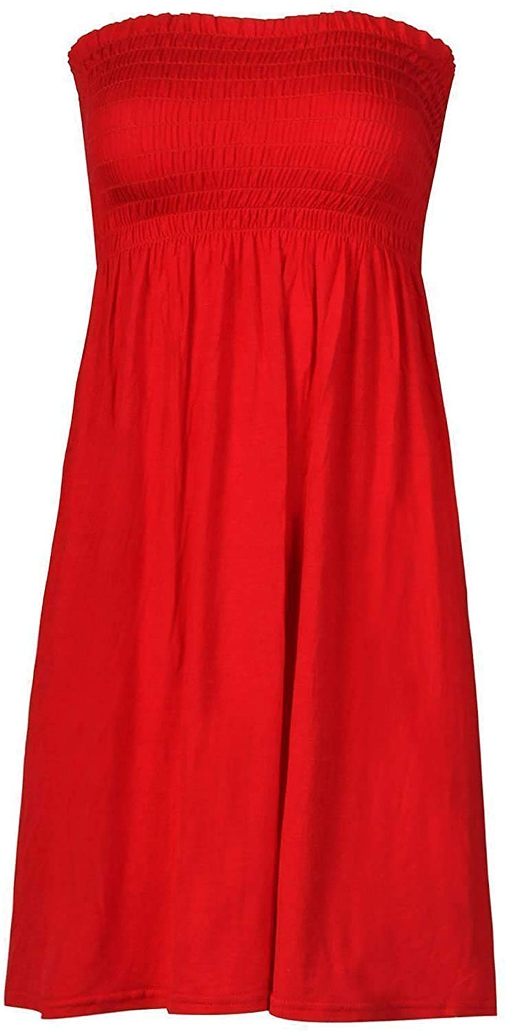 Strapless Plain Top Women's Beach Dress - Summer Casual Mini Cover Up for Poolside, Vacation & Seaside Outings
