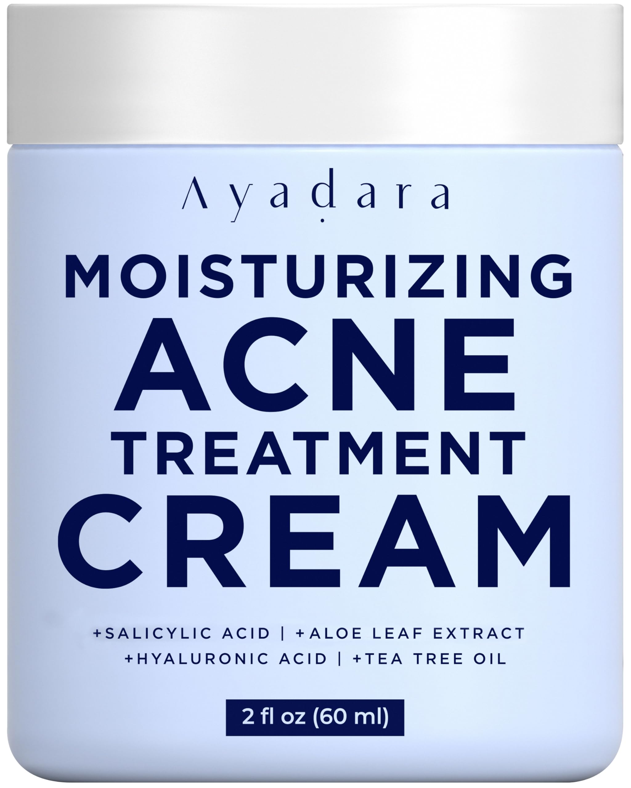 Best Salicylic Acid Acne Treatment Cream for Oily & Acne-Prone Skin - Moisturizing Face Cream for Pimples, Blackheads, Whiteheads & Cystic Acne - Hormonal Acne Solution for Men & Women - 90 Day Supply by Ayadara - Perfect for Daily Skincare Routine & Post-Workout Breakout Prevention
