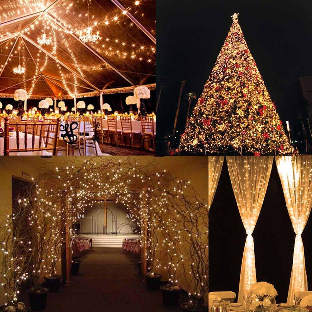2M x 2M LED Curtain Lights with Remote - 204 Warm White Waterproof Fairy Lights for Windows, Rooms, Christmas Gazebo & Backdrop Decor - Mains Powered Linkable Hanging Lights for Indoor/Outdoor Use