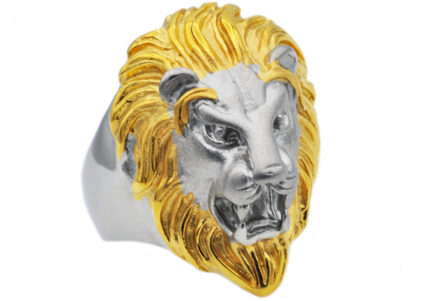 Men's Gold Plated Lion Ring - Stainless Steel Jewelry for Gifts & Parties