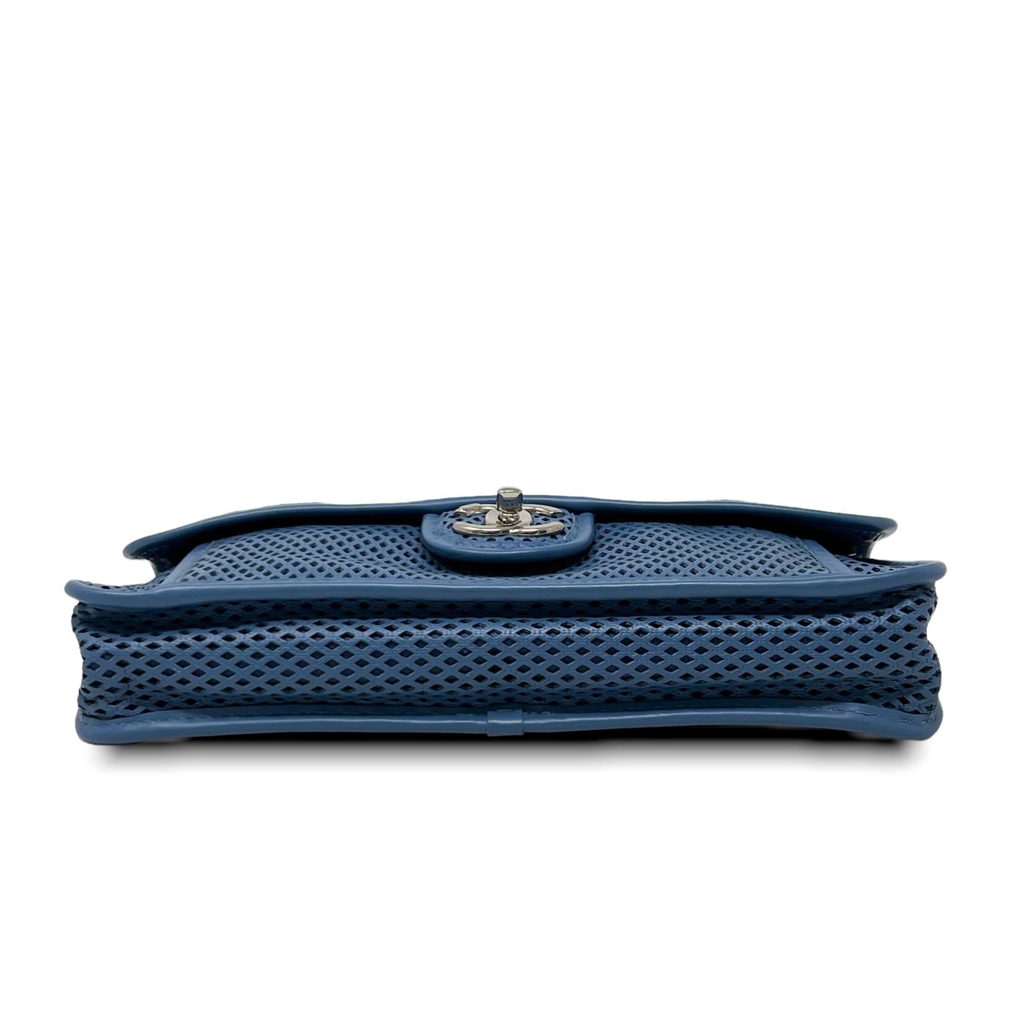 Chanel Blue Perforated French Riviera Quilted Leather Flap Bag - Luxury Crossbody Purse for Women, Perfect for Beach Vacations & Summer Outings