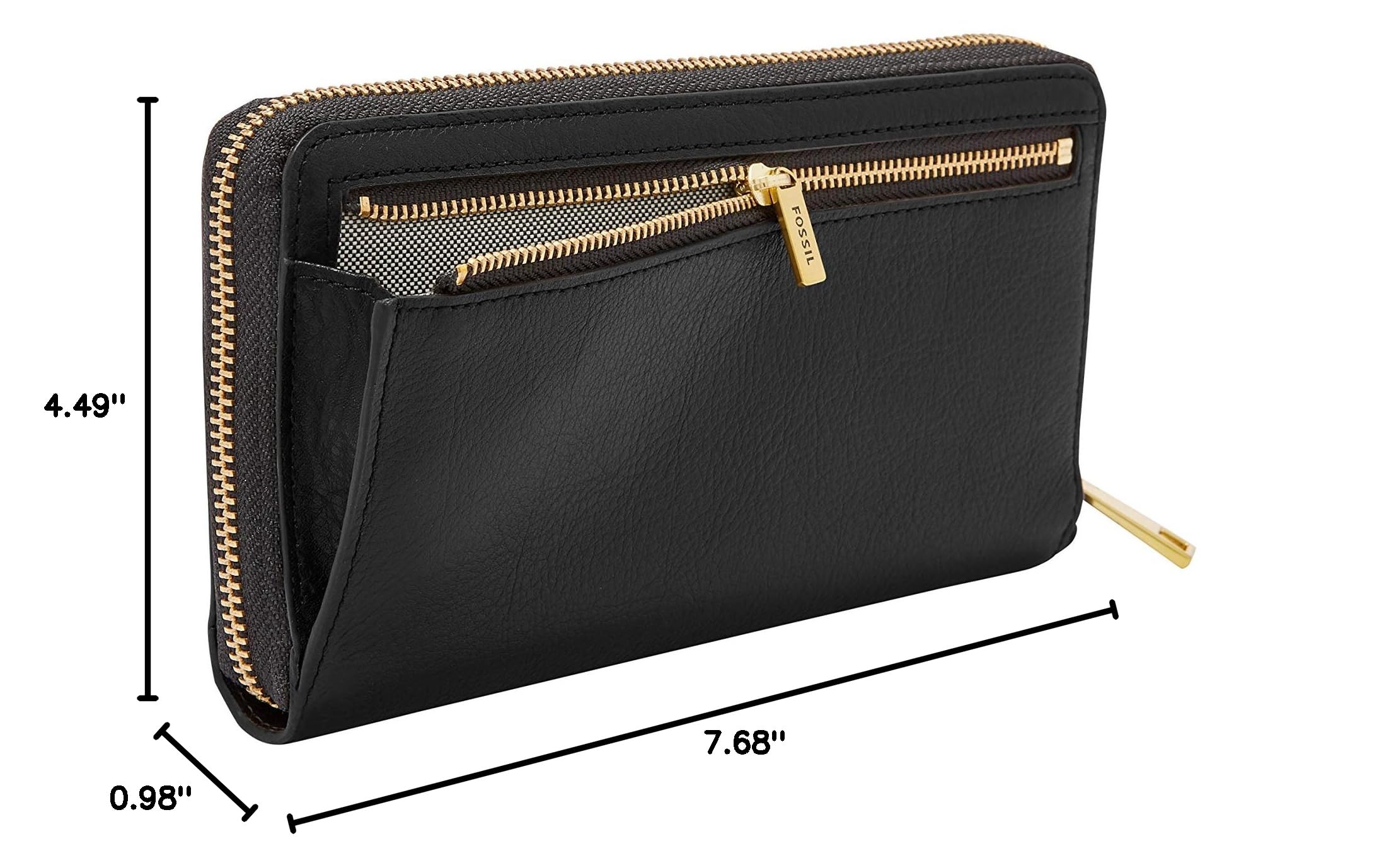 Fossil Women's Liza Genuine Leather Zip-Around Clutch Wallet with Retractable Wristlet Strap - Stylish Crossbody Purse for Everyday Use, Date Night & Travel Accessories