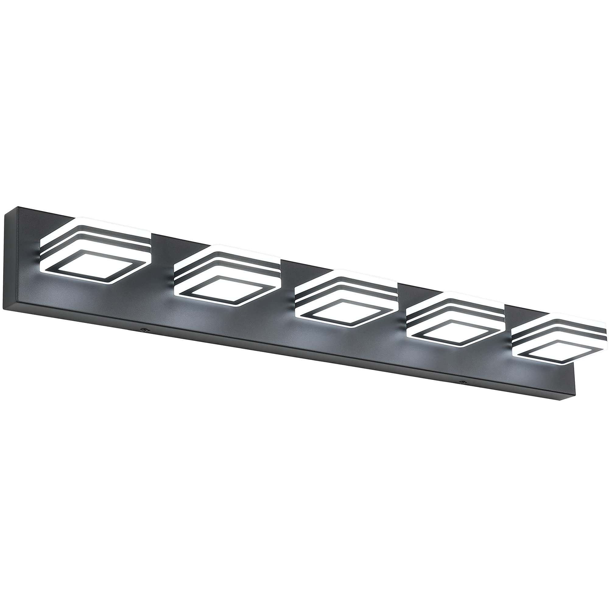 SOLFART Black LED Bathroom Vanity Light Fixtures - 5-Light Modern Mirror Lighting for Bathroom, Dressing Room & Makeup Area - Energy Efficient Waterproof Vanity Lights for Home Decor