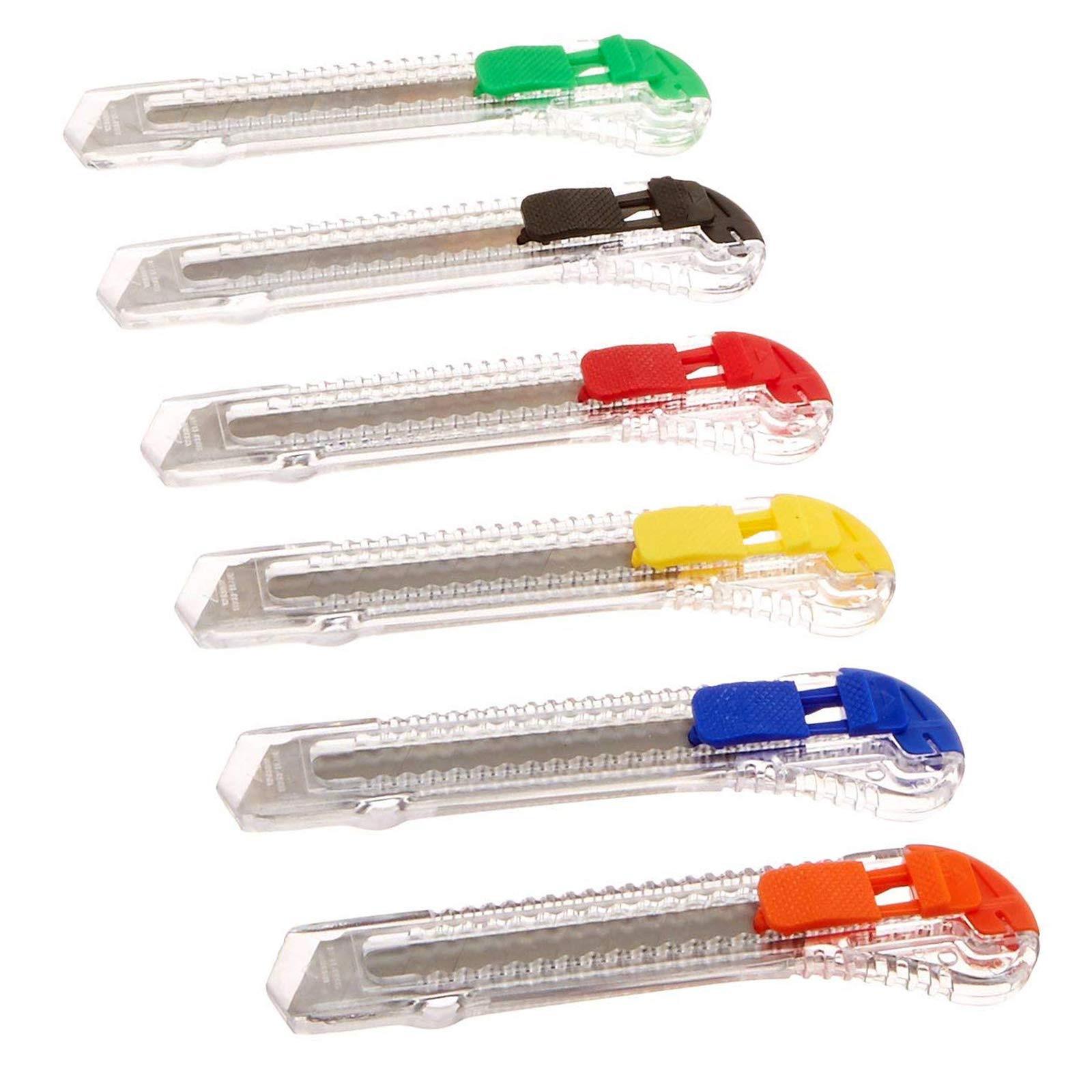 6 Pack Universal Utility Razor Blade Knives - Heavy Duty Retractable Scrapers for Home, Office, Crafting & DIY Projects (Perfect for Box Opening, Paint Scraping, Package Cutting)